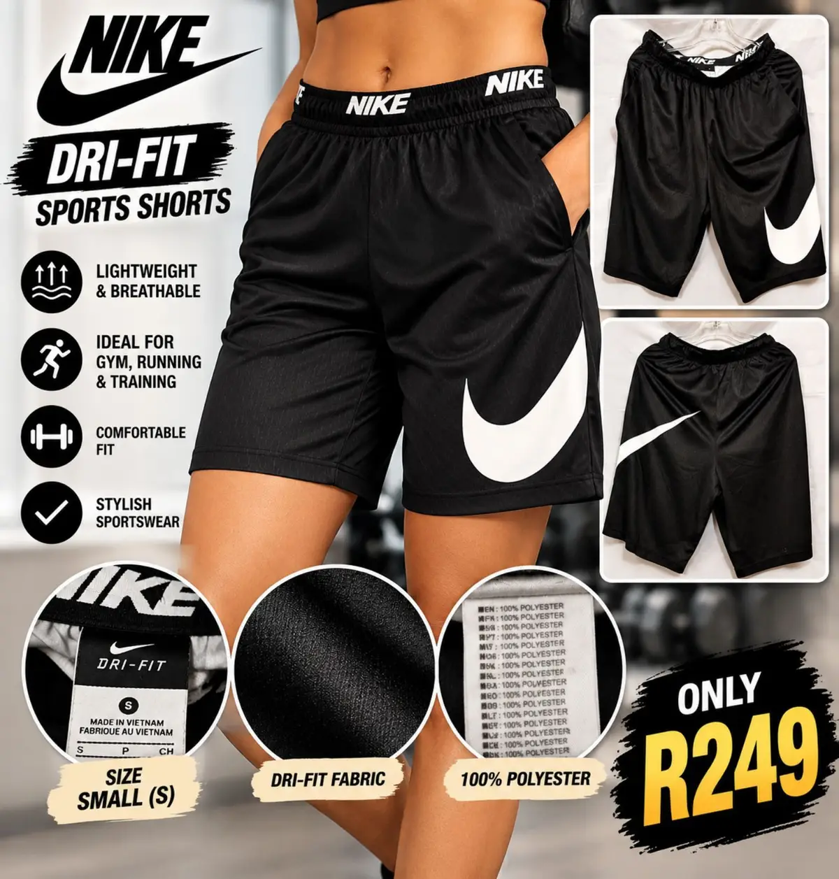 Nike Dri-Fit Black Sports Shorts