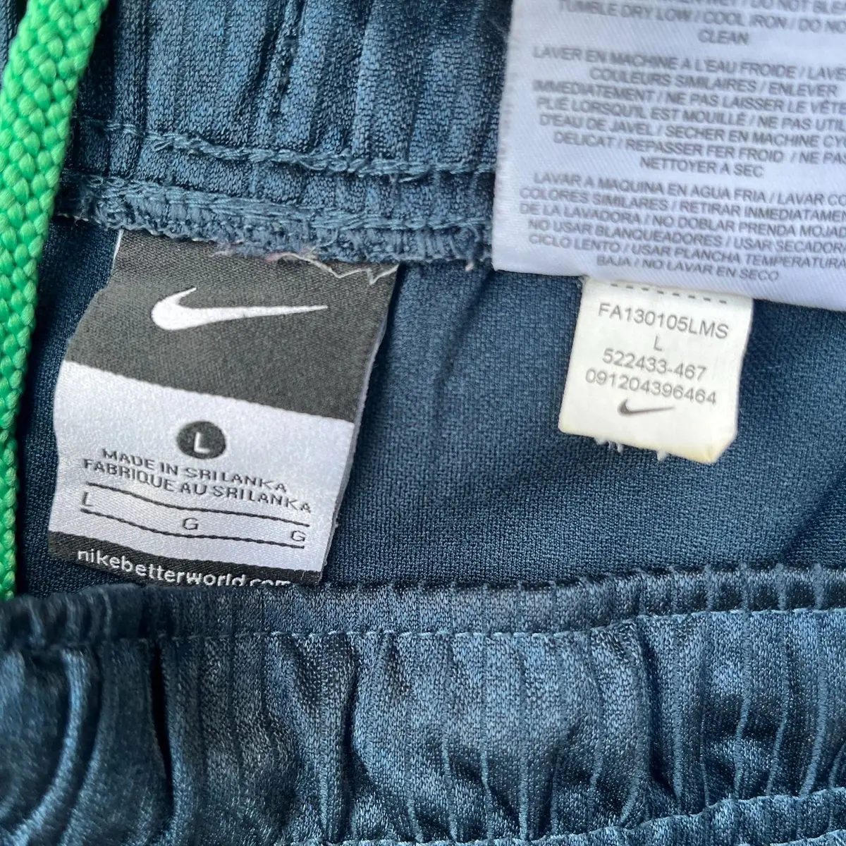 Nike Athletic Shorts Navy Blue with Green Side Stripes