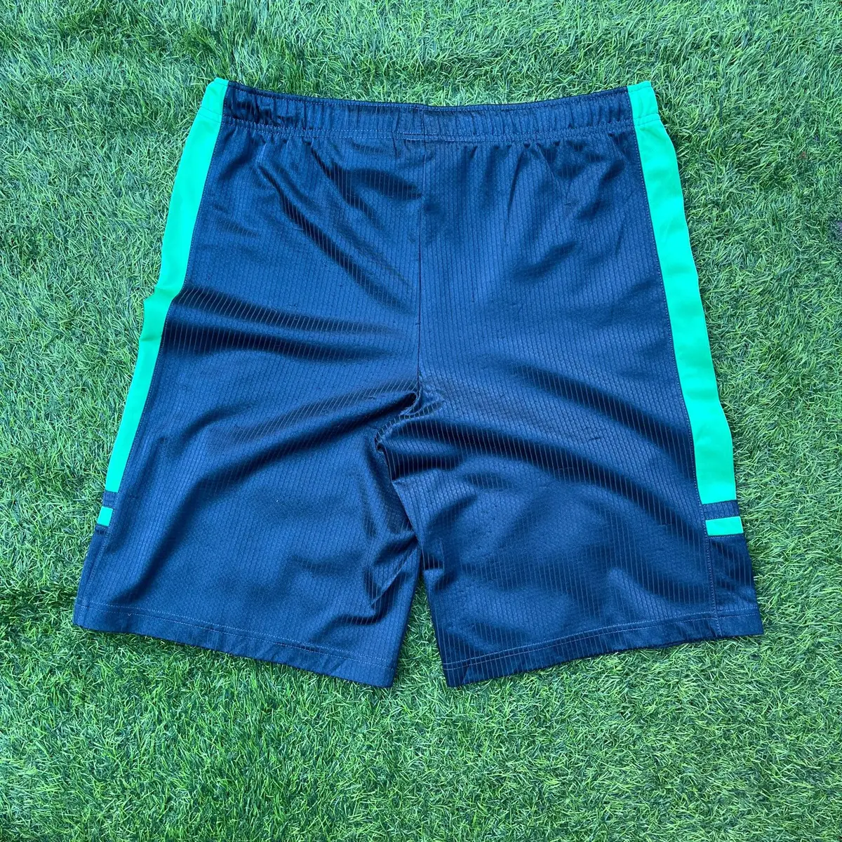 Nike Athletic Shorts Navy Blue with Green Side Stripes