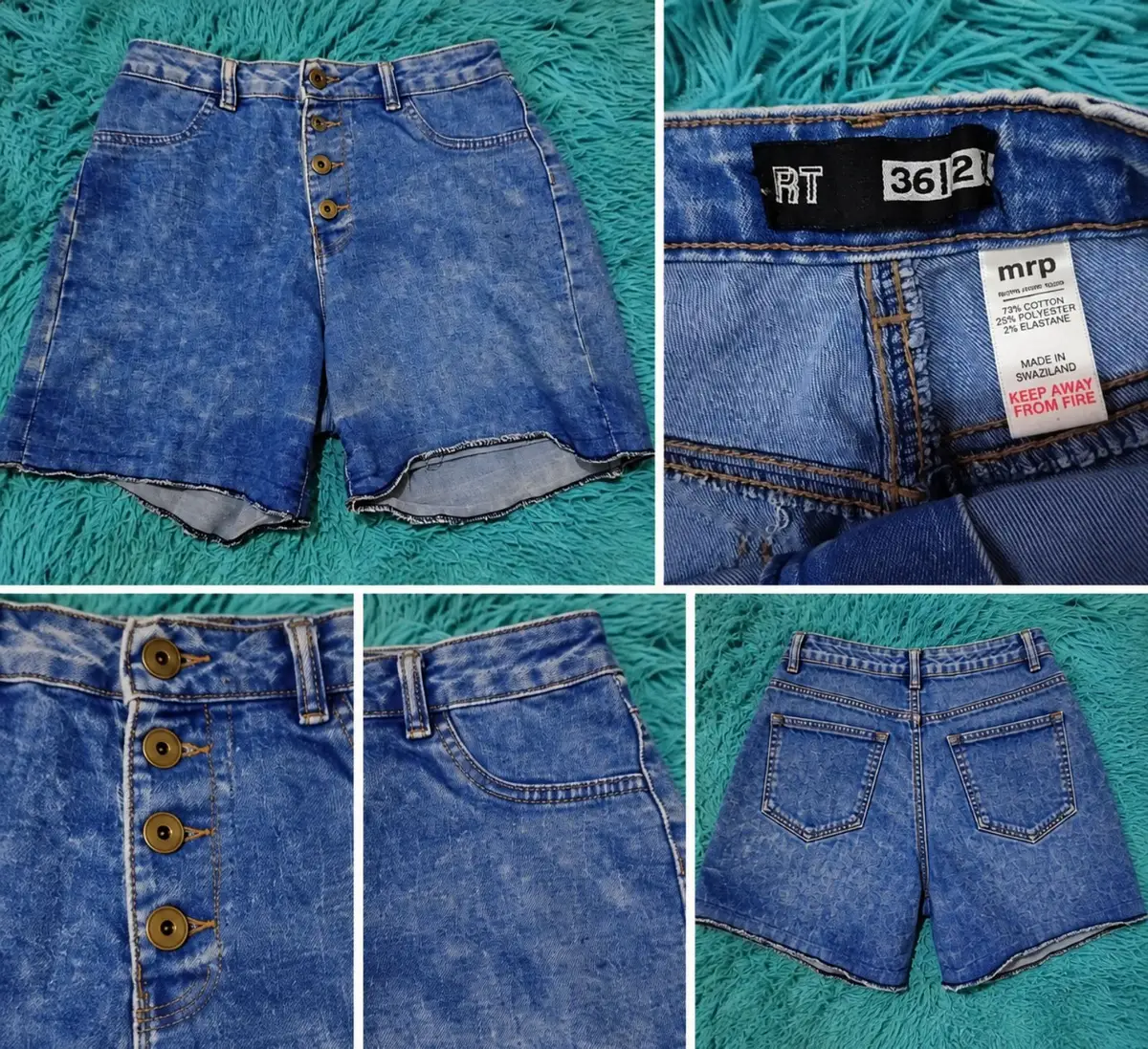 MRP RT Acid Wash High-Waisted Denim Shorts Size 36