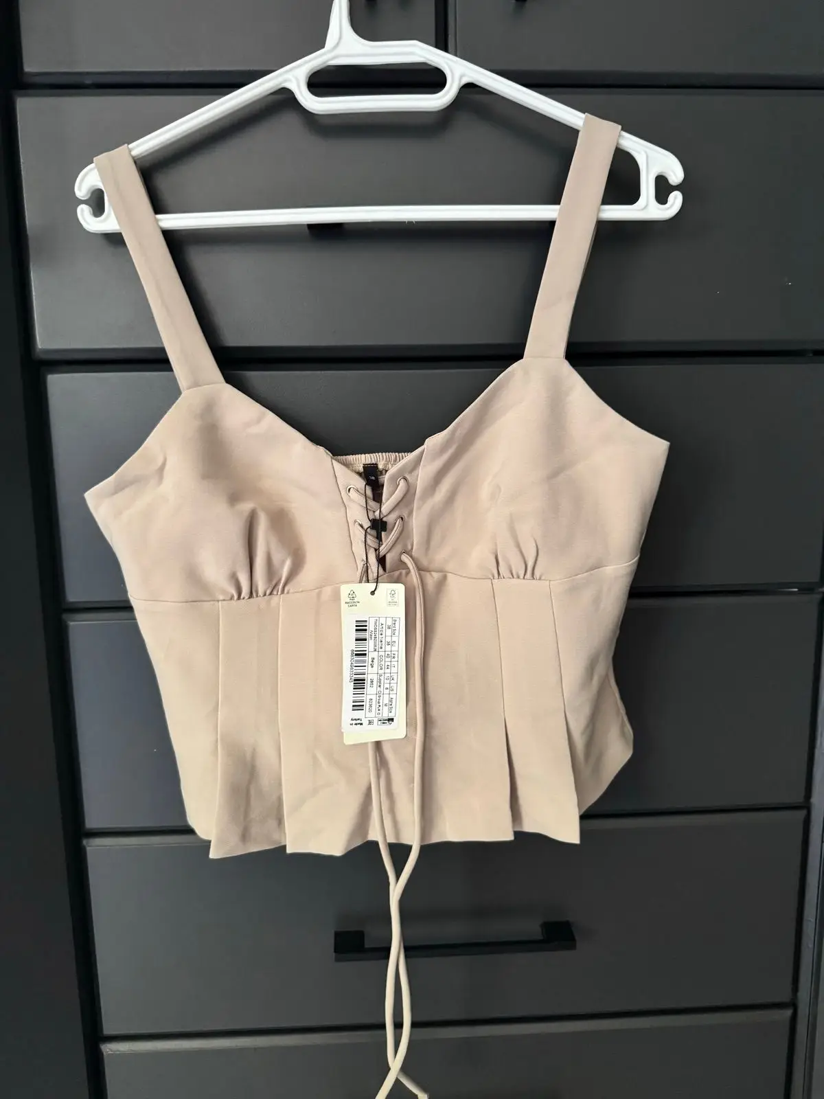 Trendyol Beige Lace-Up Crop Top