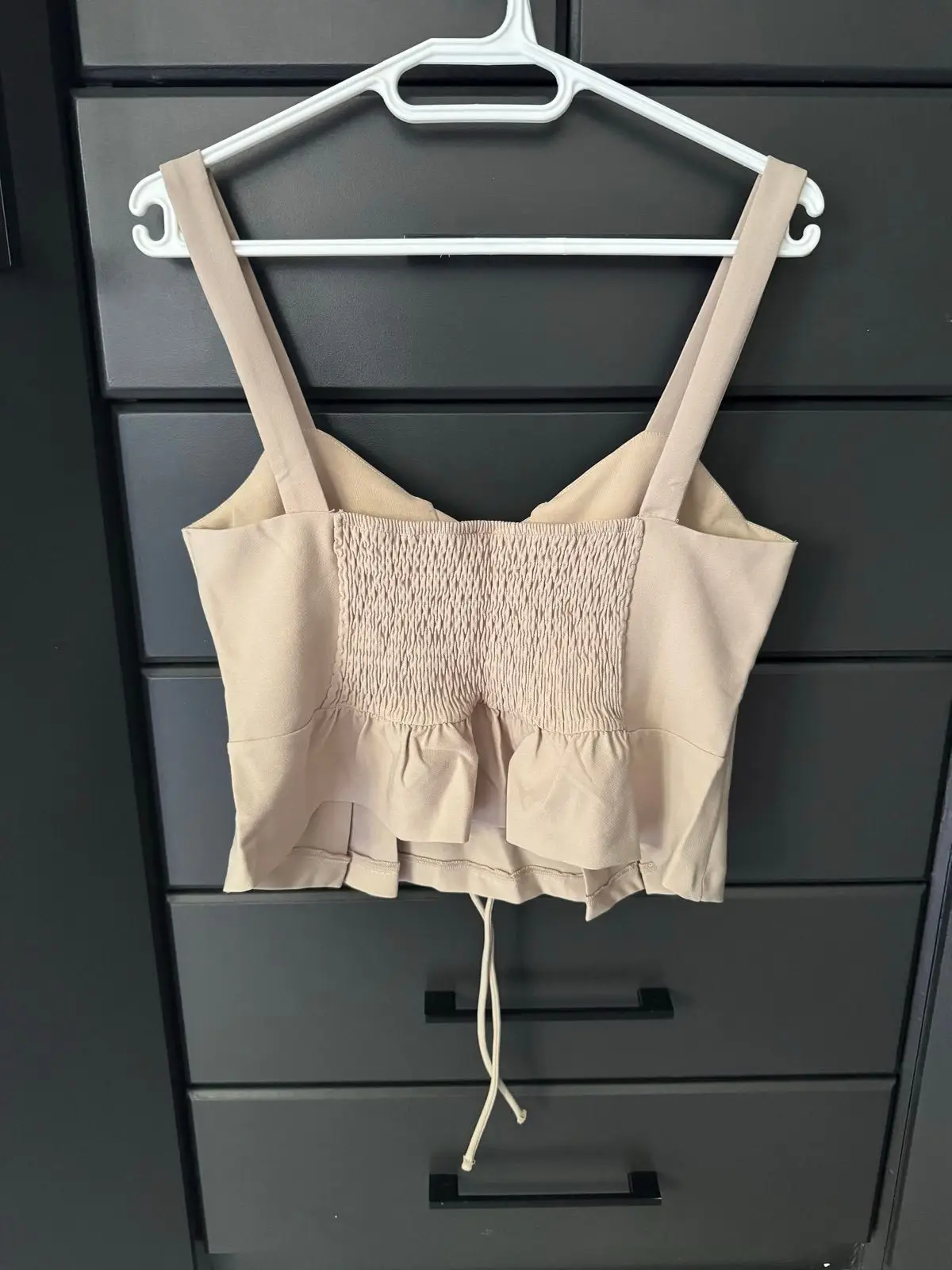 Trendyol Beige Lace-Up Crop Top