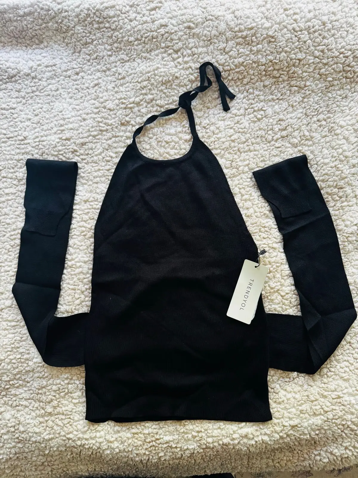 Trendyol Black Halter Neck Tie Waist Top