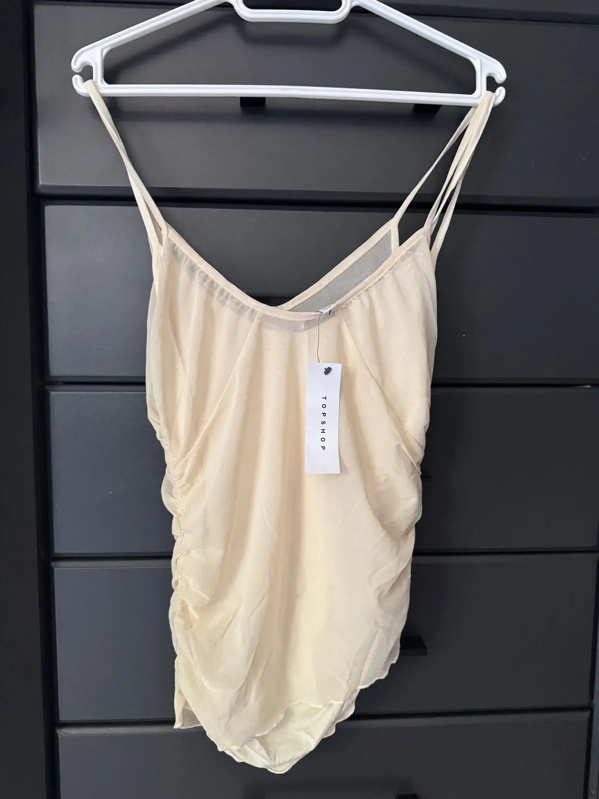 Topshop Cream Mesh Cami Top