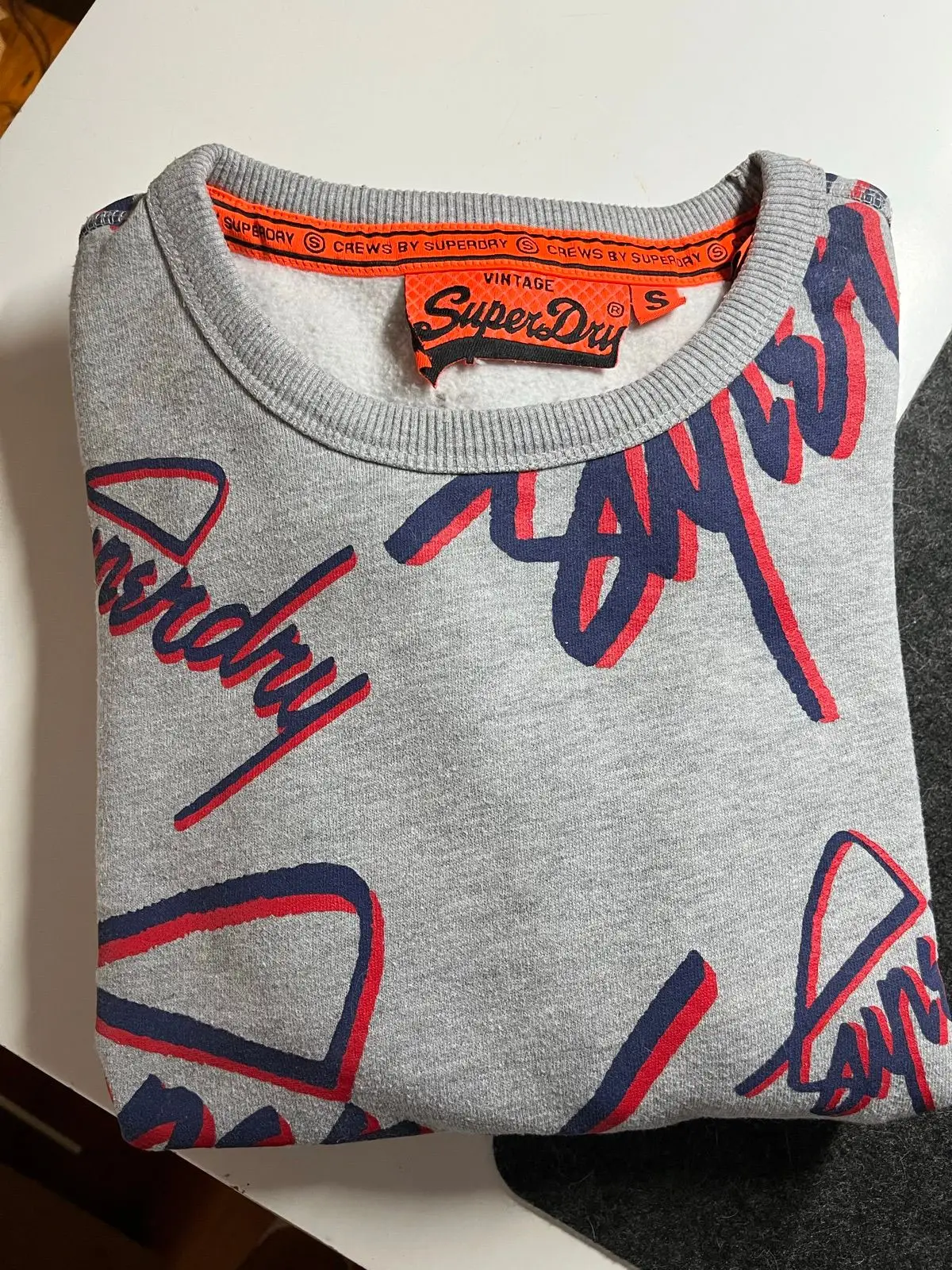 Superdry Vintage Script Crewneck Sweatshirt Grey S