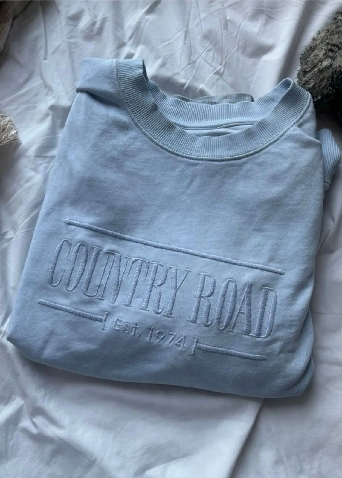 Country Road Light Blue Embroidered Sweatshirt
