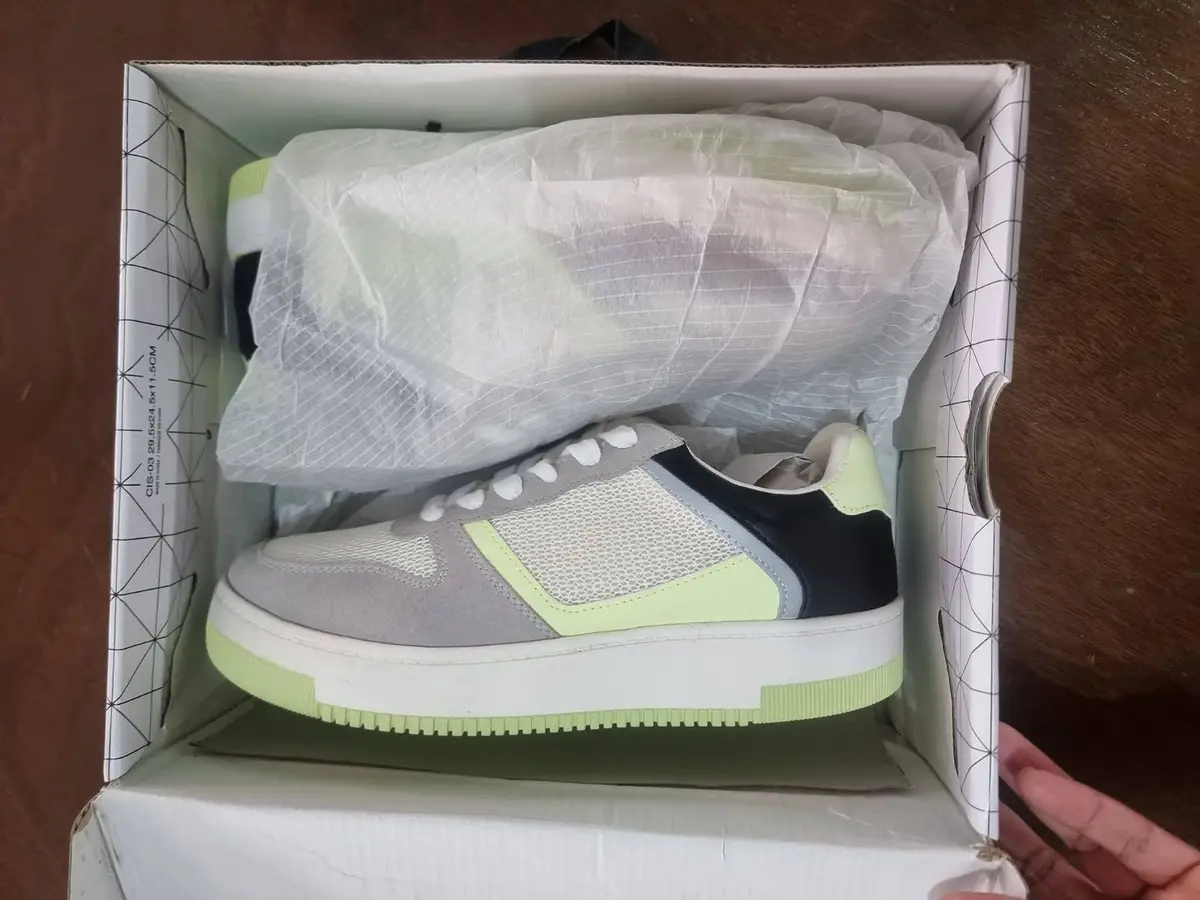Call It Spring Sneakers Grey Neon Yellow Size 6