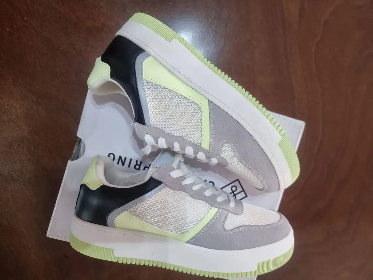 Call It Spring Sneakers Grey Neon Yellow Size 6