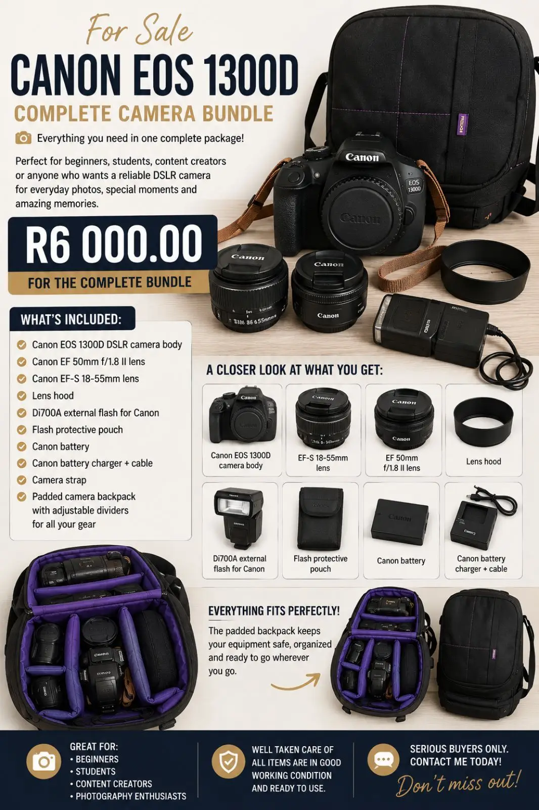 Canon EOS 1300D DSLR Complete Camera Bundle