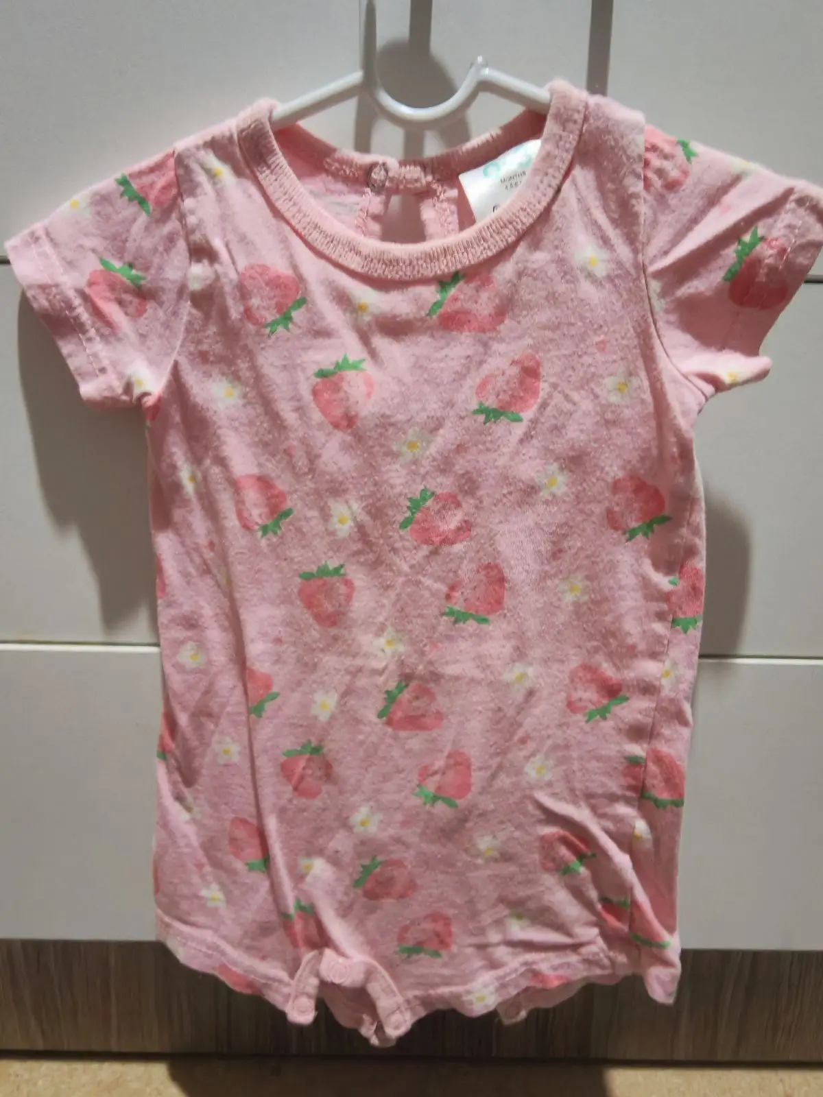 Pink Strawberry Print Baby Romper