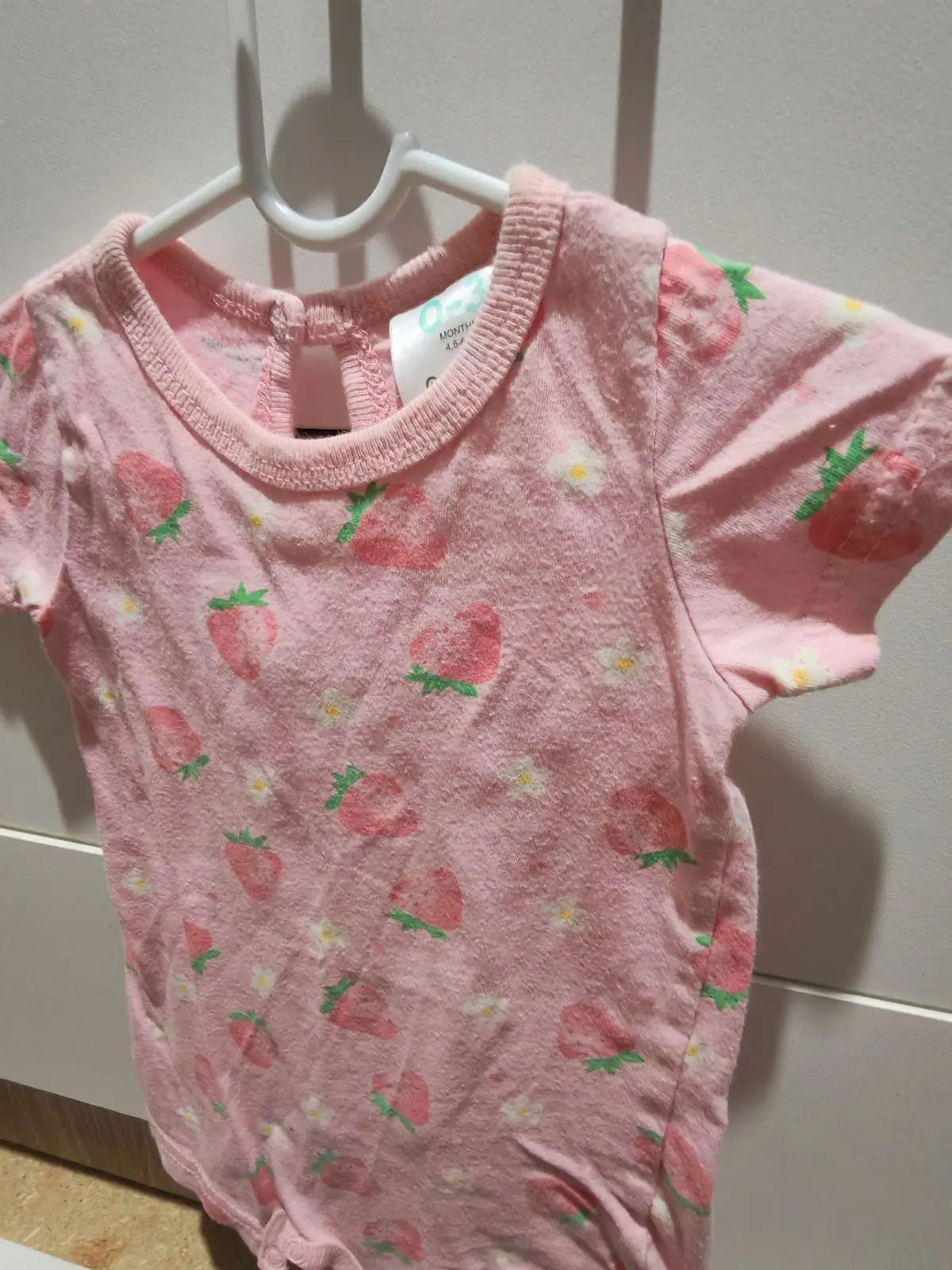 Pink Strawberry Print Baby Romper