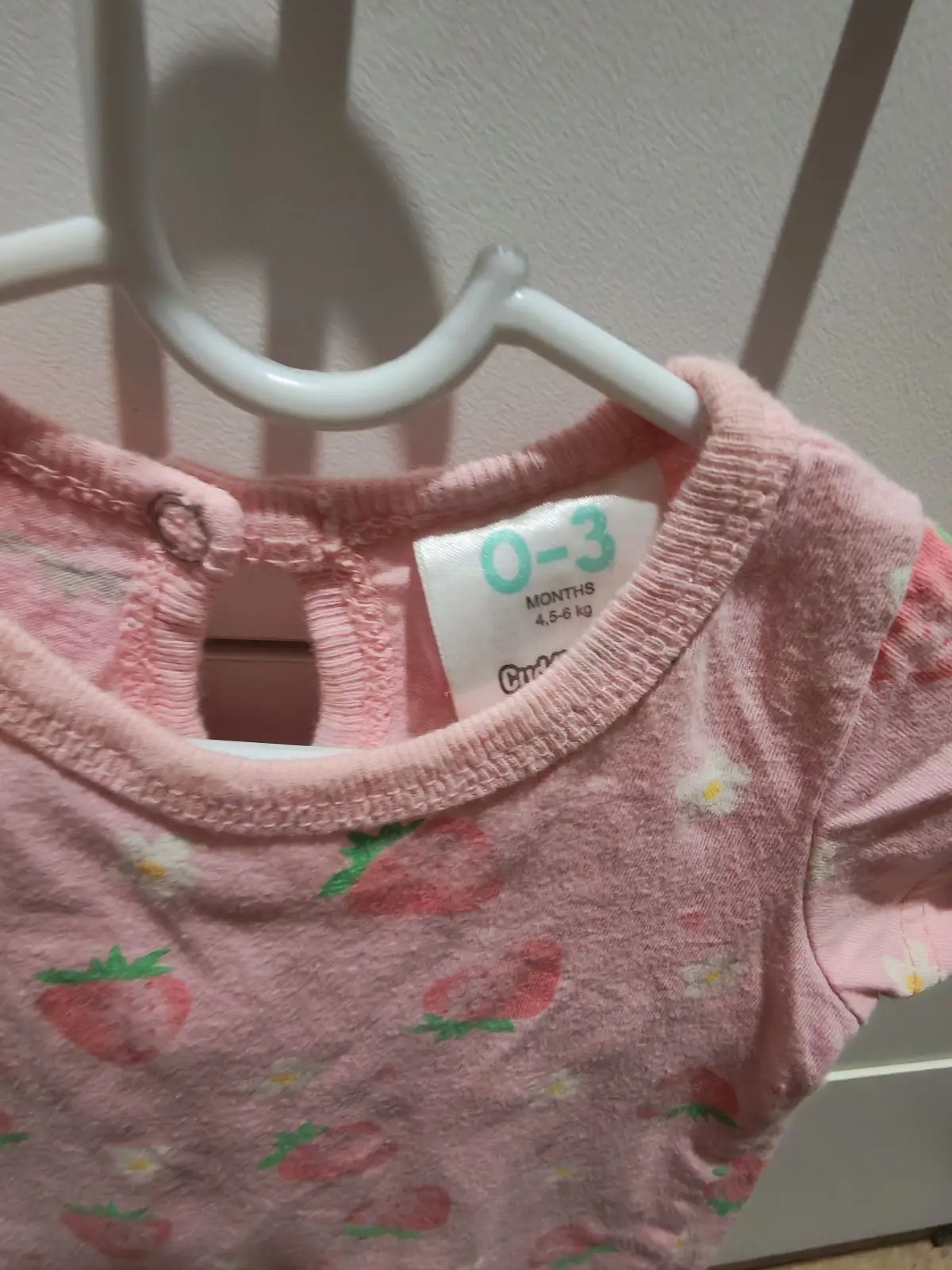 Pink Strawberry Print Baby Romper