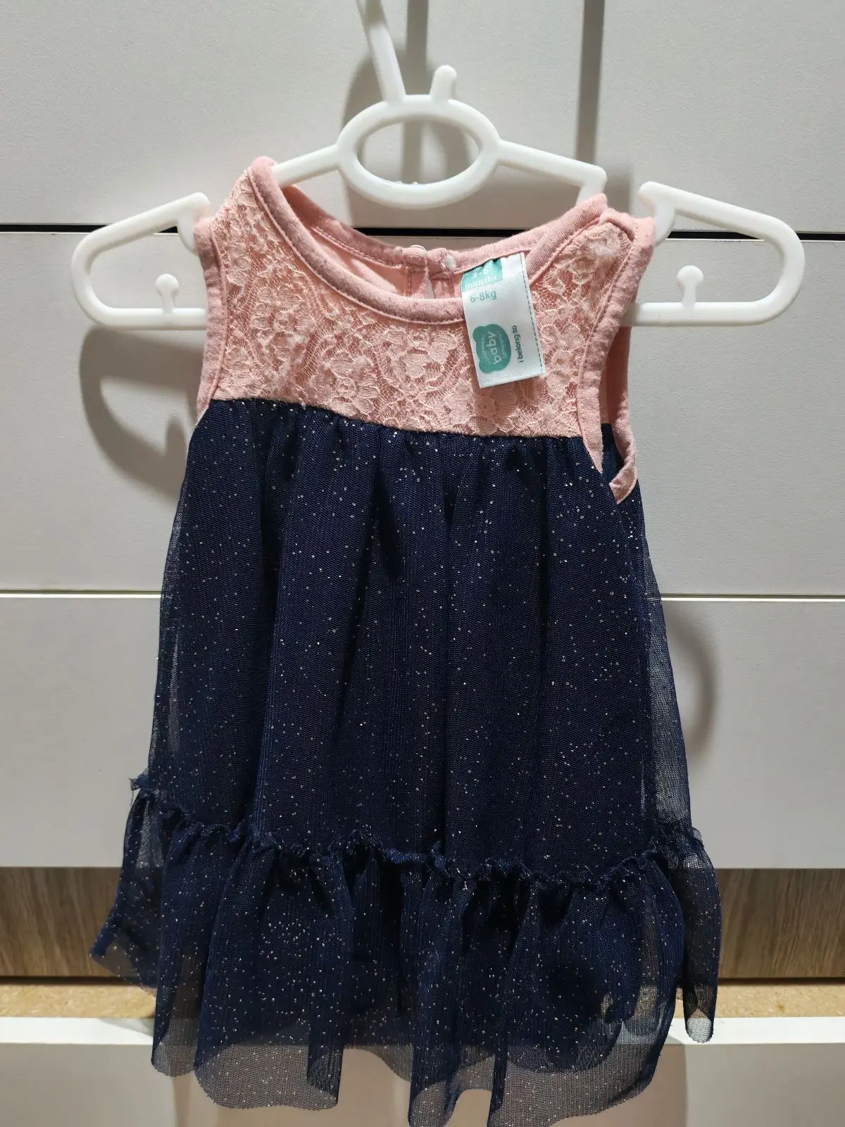 Ackermans Baby Girl Pink and Navy Sparkle Tulle Dress