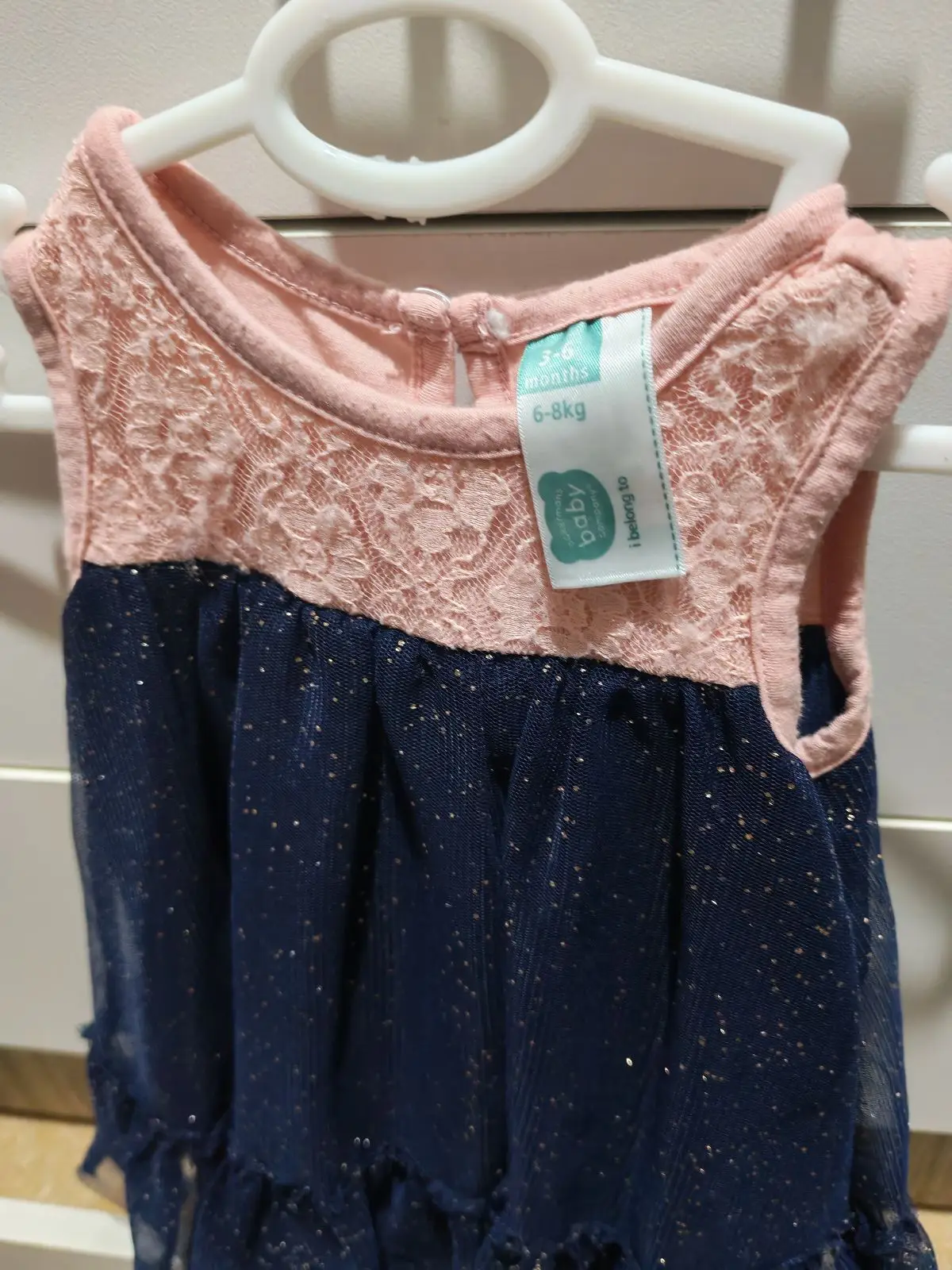 Ackermans Baby Girl Pink and Navy Sparkle Tulle Dress