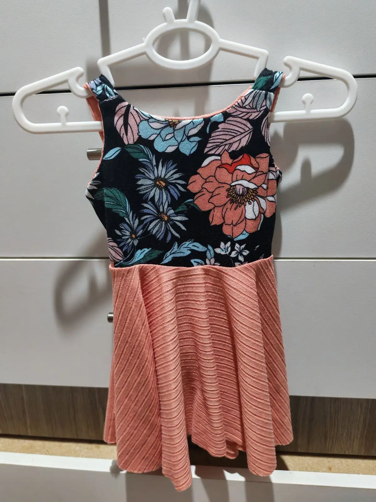 Floral Print Dress with Ribbed Skirt 3-6 Months