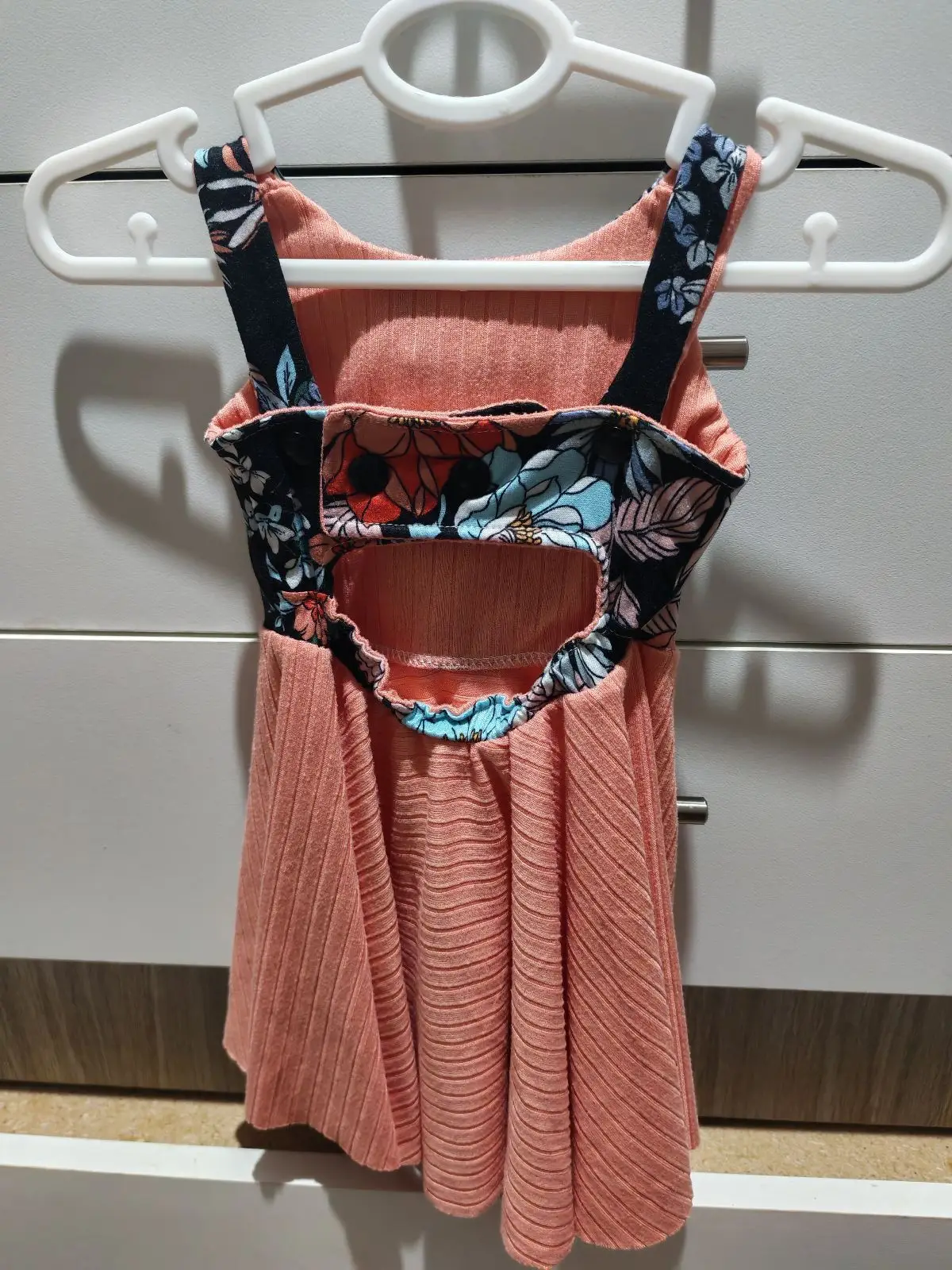Floral Print Dress with Ribbed Skirt 3-6 Months