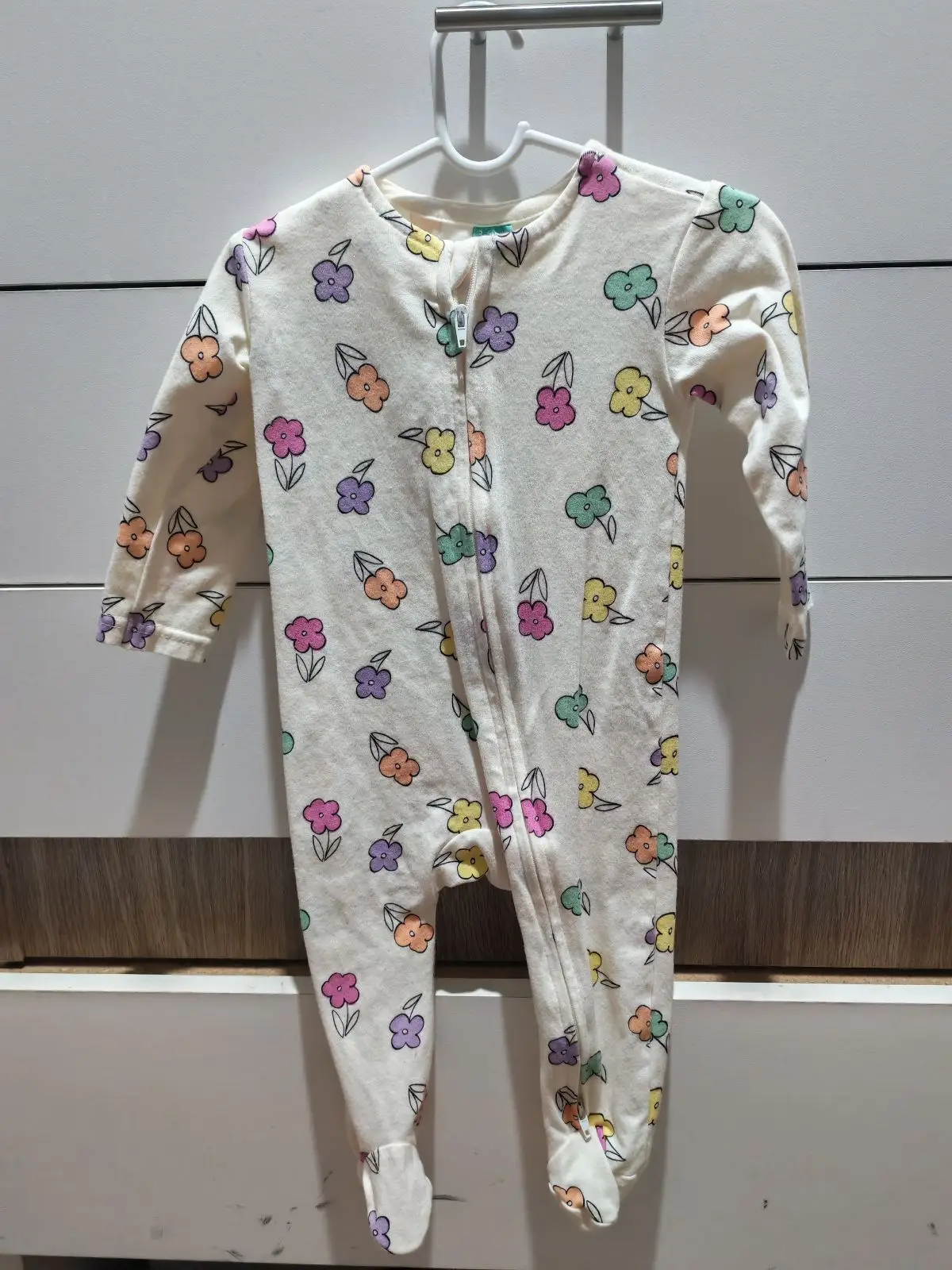 Baby Floral Print Footed Onesie