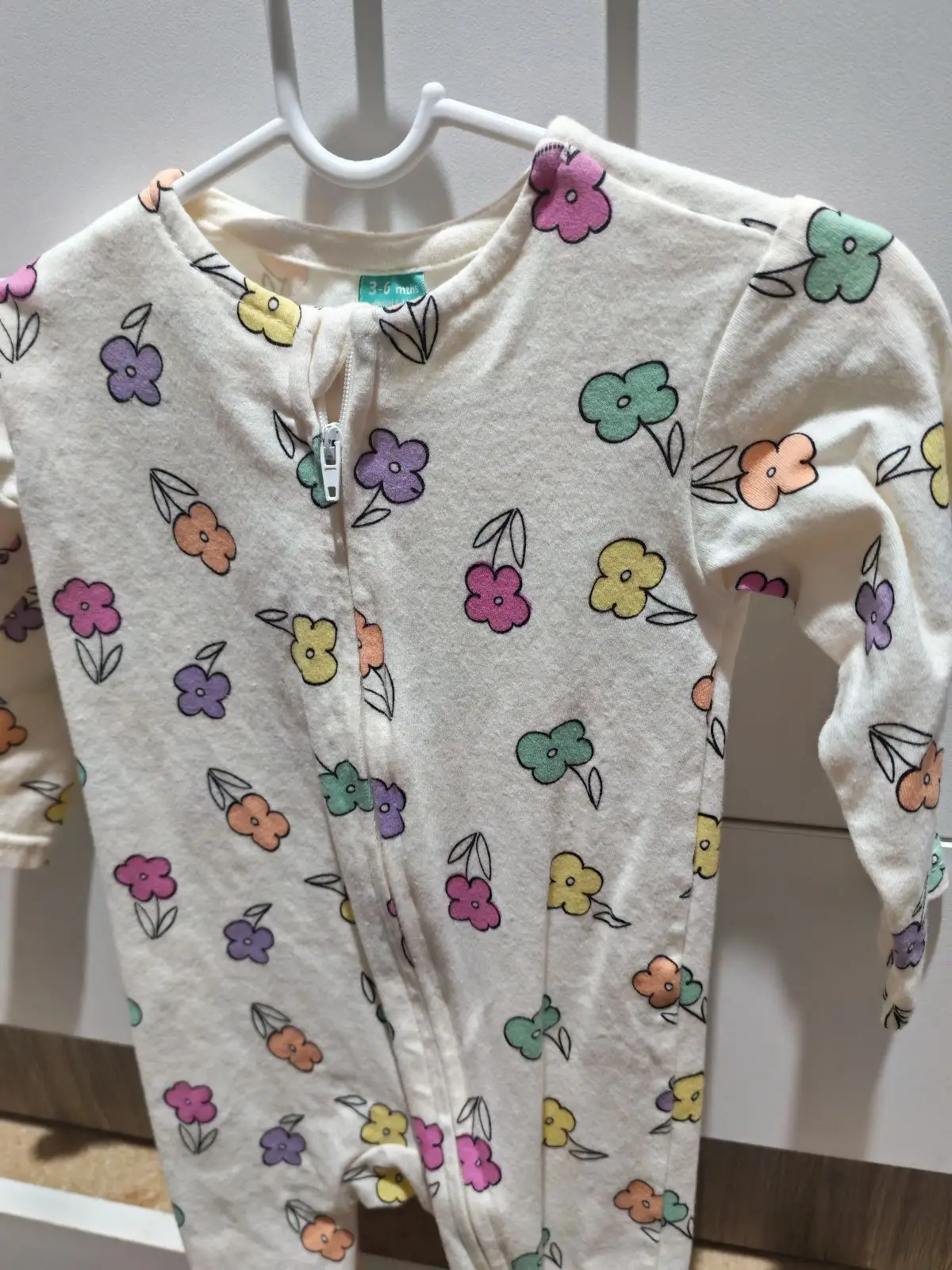 Baby Floral Print Footed Onesie