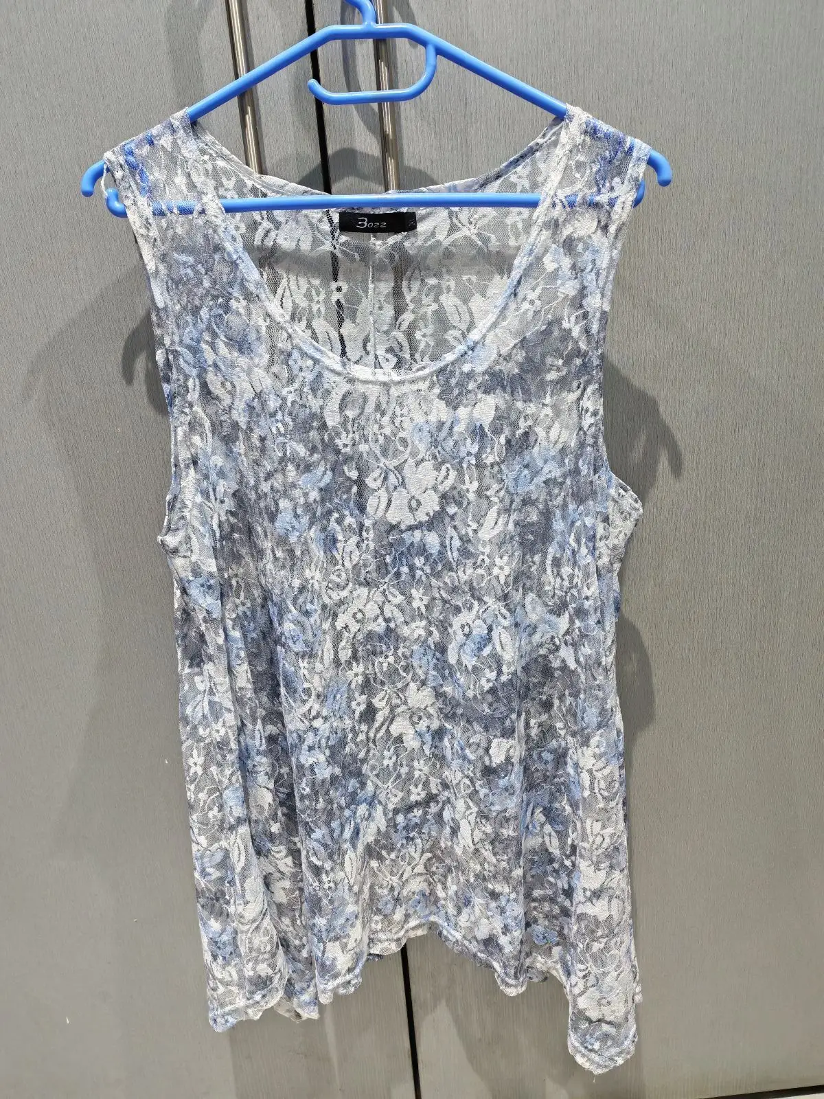 3ozz Blue White Floral Lace Sleeveless Top XL