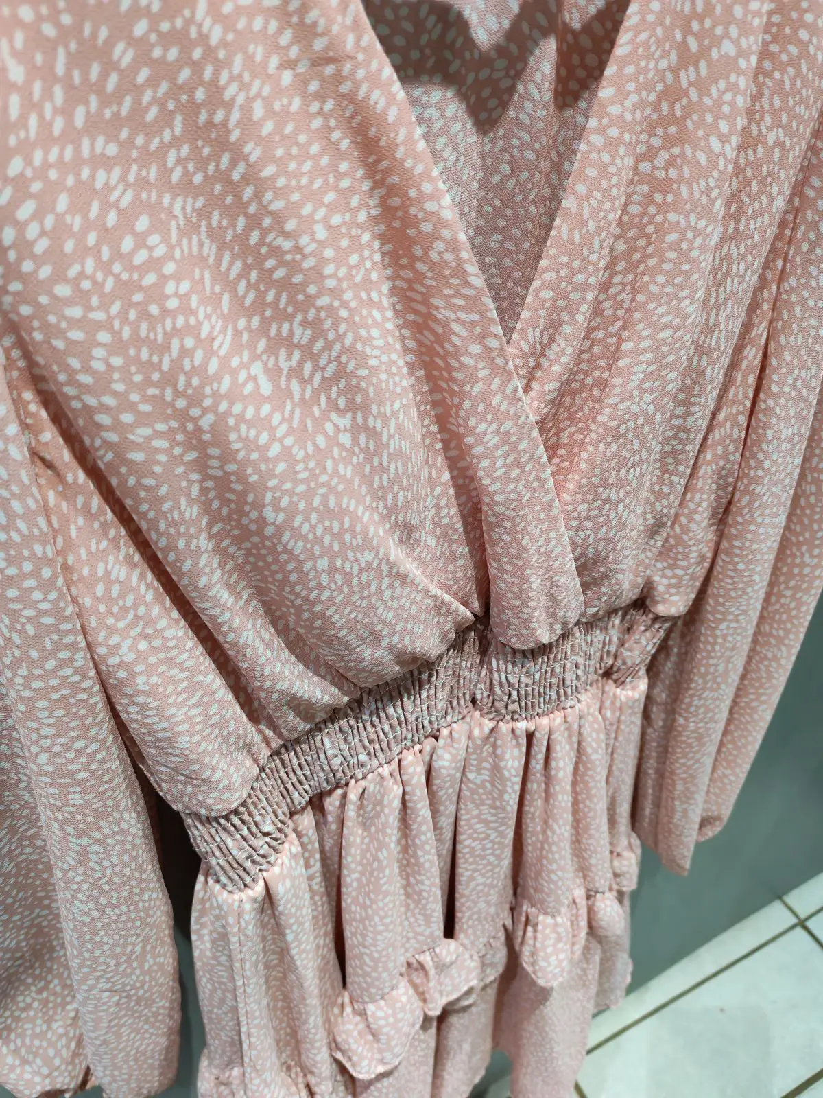Le Couture Pink V-Neck Ruffle Mini Dress