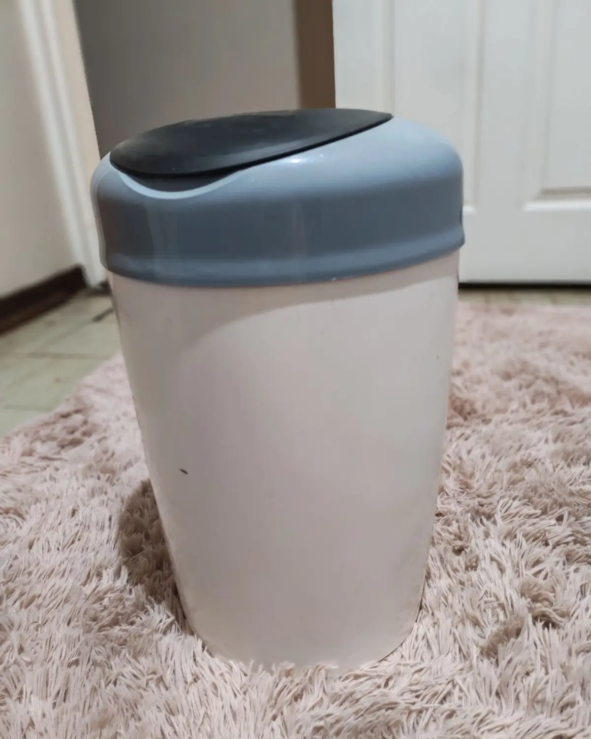 White and Grey Plastic Swing-Lid Waste Bin