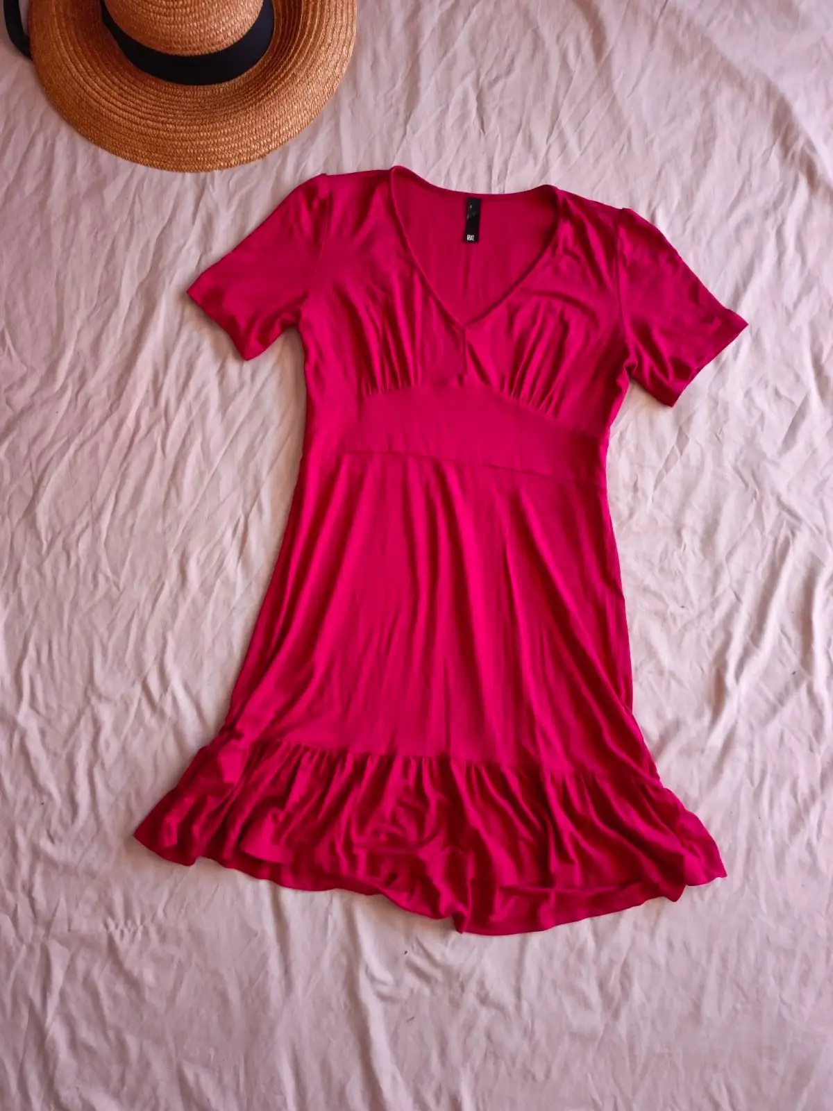 Woolworths Pink Short Sleeve Ruffle Hem Dress