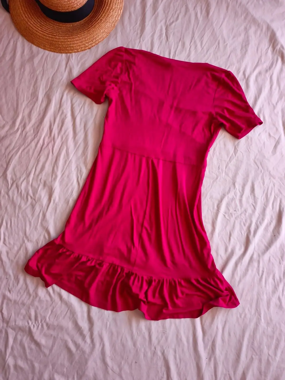 Woolworths Pink Short Sleeve Ruffle Hem Dress