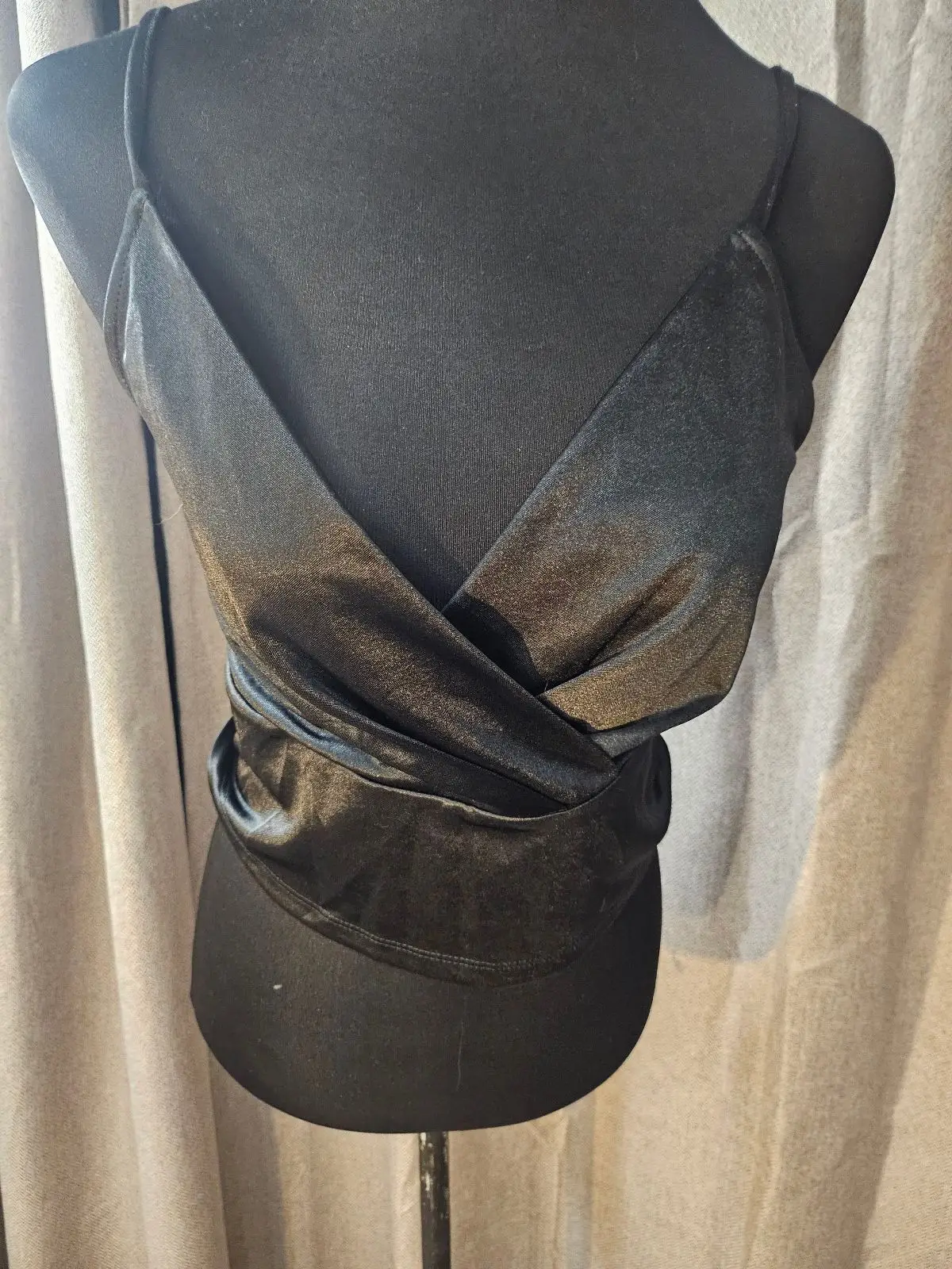 Zara Black Satin Crossover Top