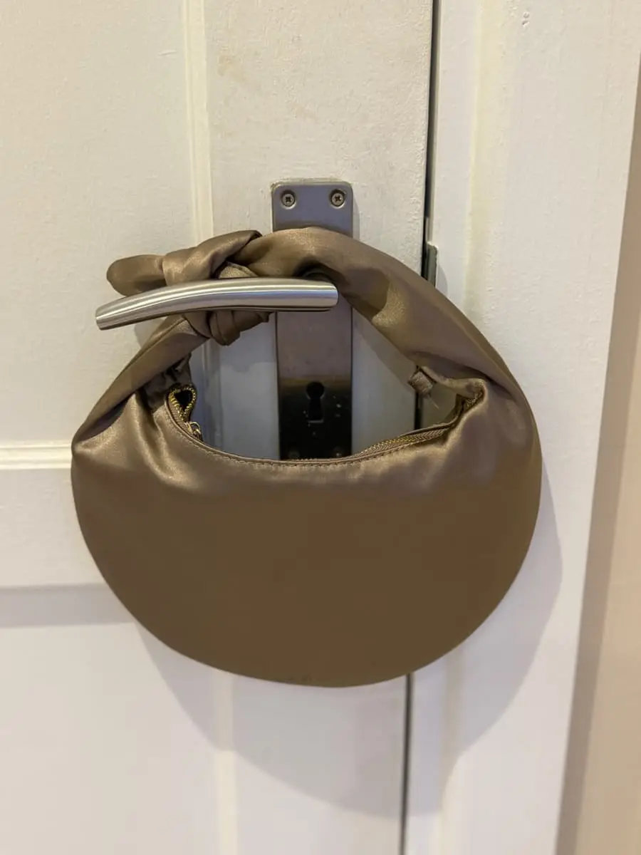 Taupe Satin Shoulder Bag