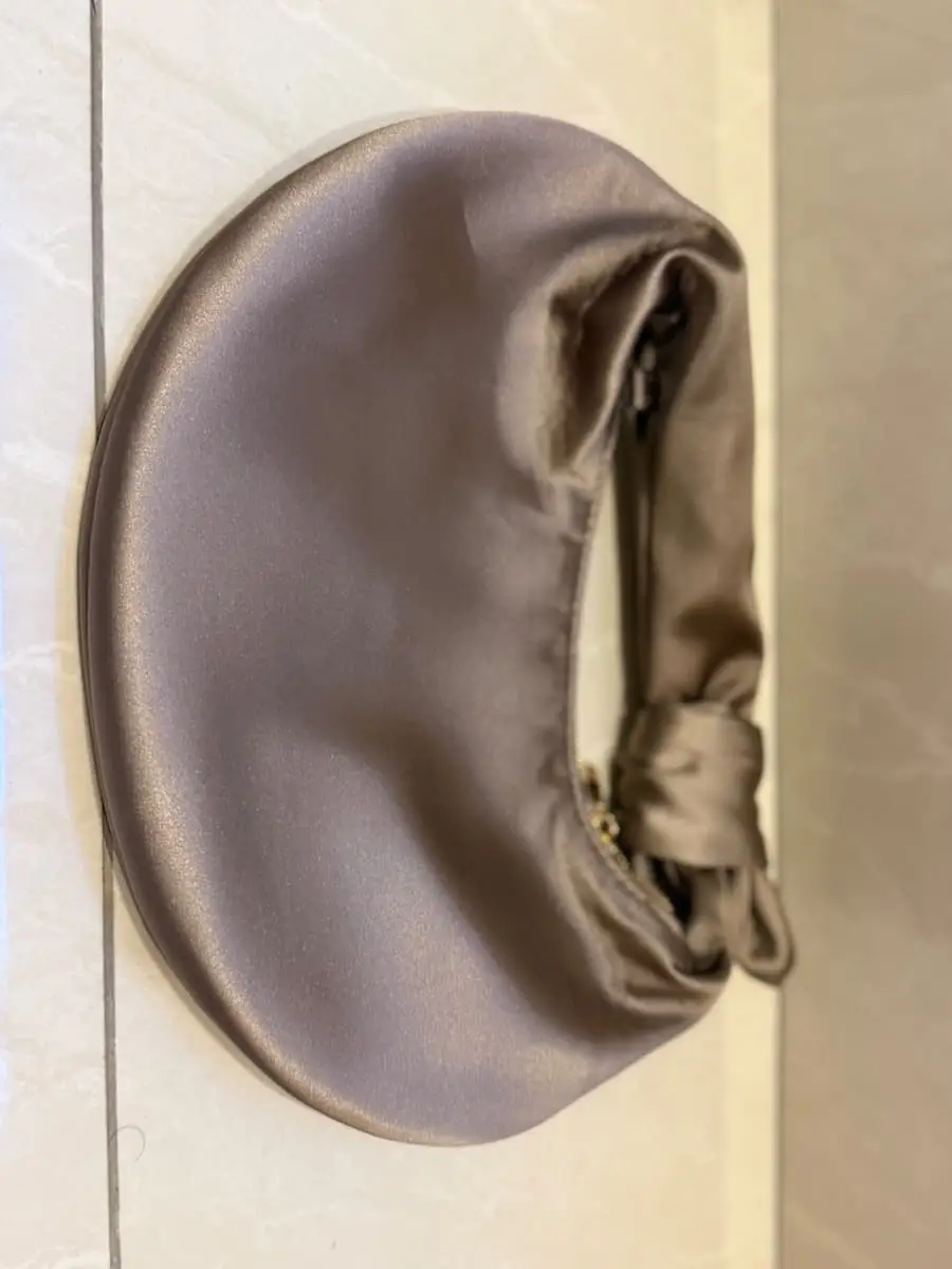Taupe Satin Shoulder Bag