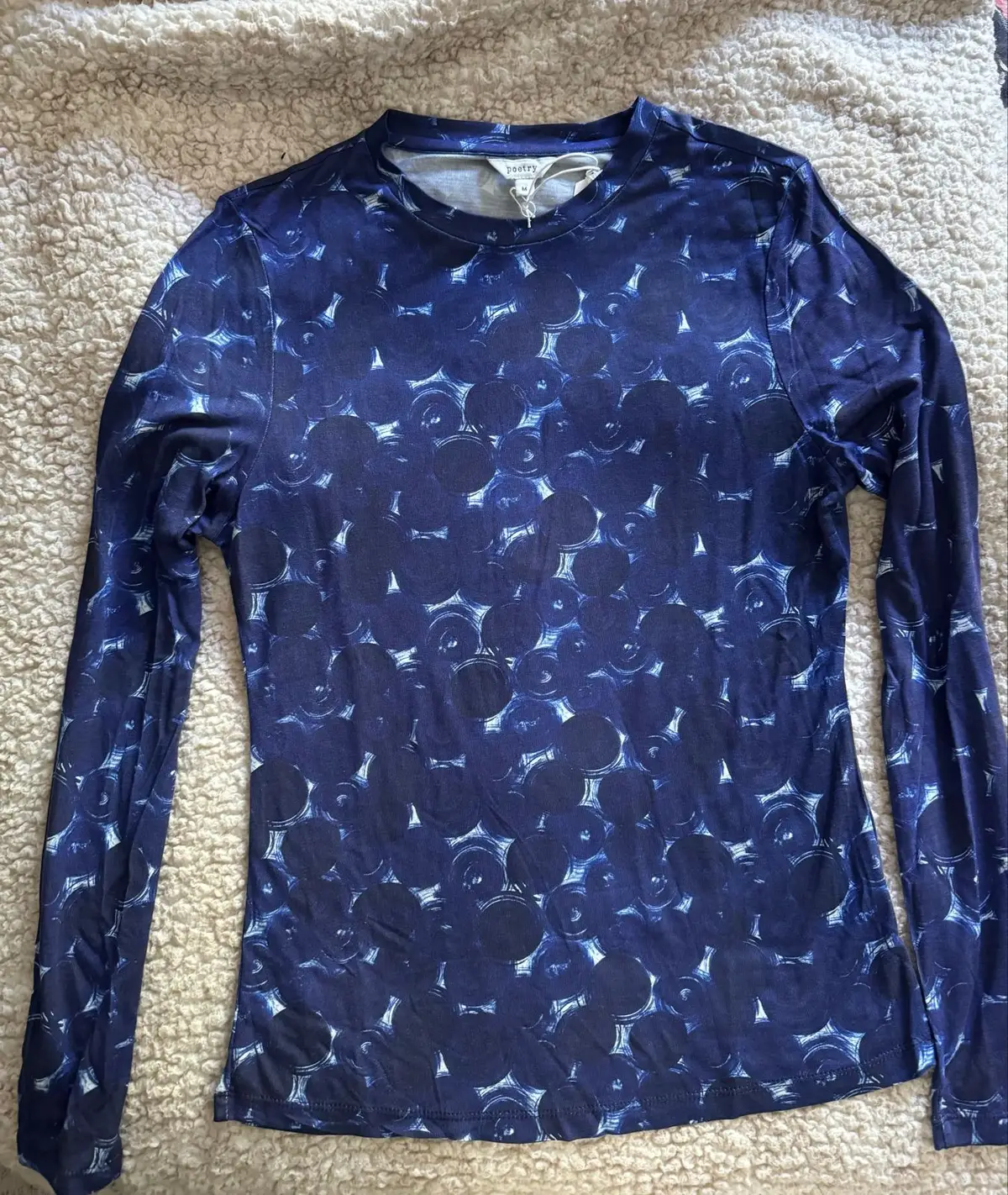 Poetry Blue Patterned Long Sleeve Top