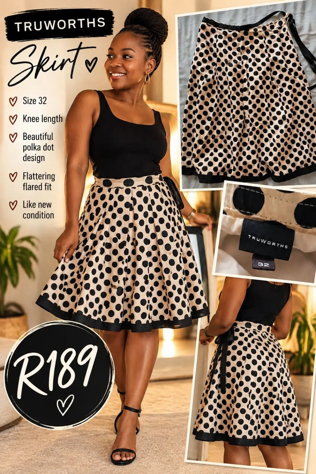 Truworths Polka Dot Flared Skirt