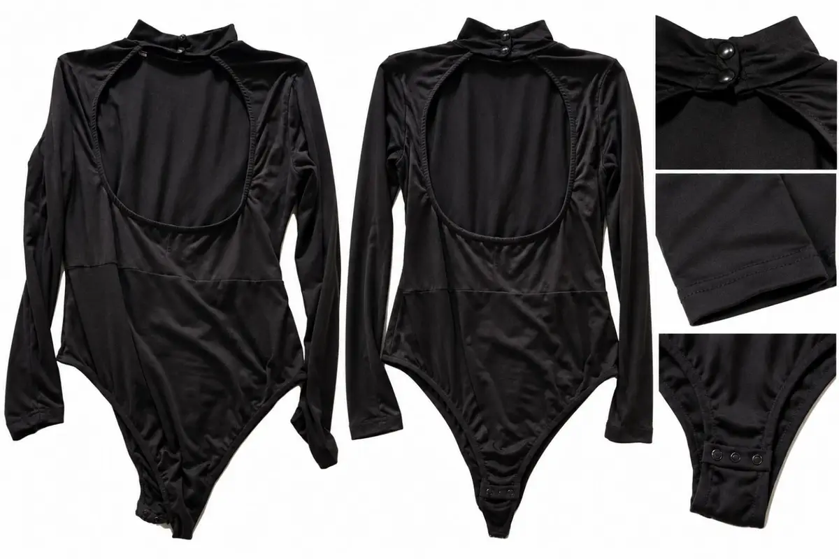 Black Open-Back Bodysuit Size M