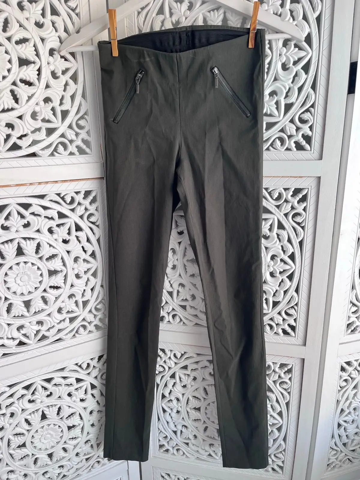 Woolworths Dark Green Pants with Zip Pockets Size 6