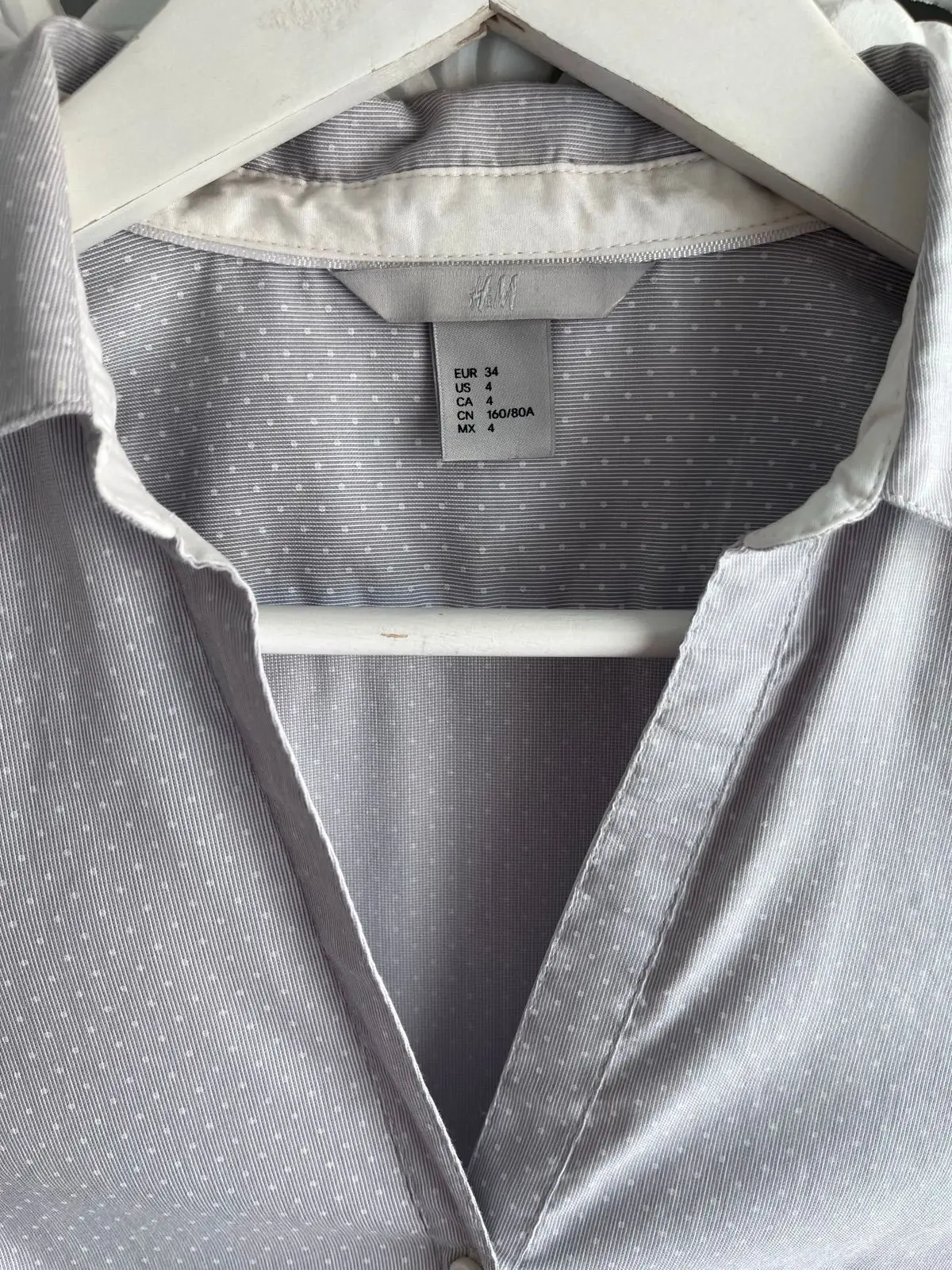 H&M Grey Polka Dot Long Sleeve Button-Up Shirt