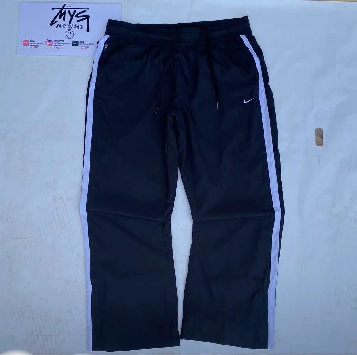 Nike Black Track Pants with White Side Stripes