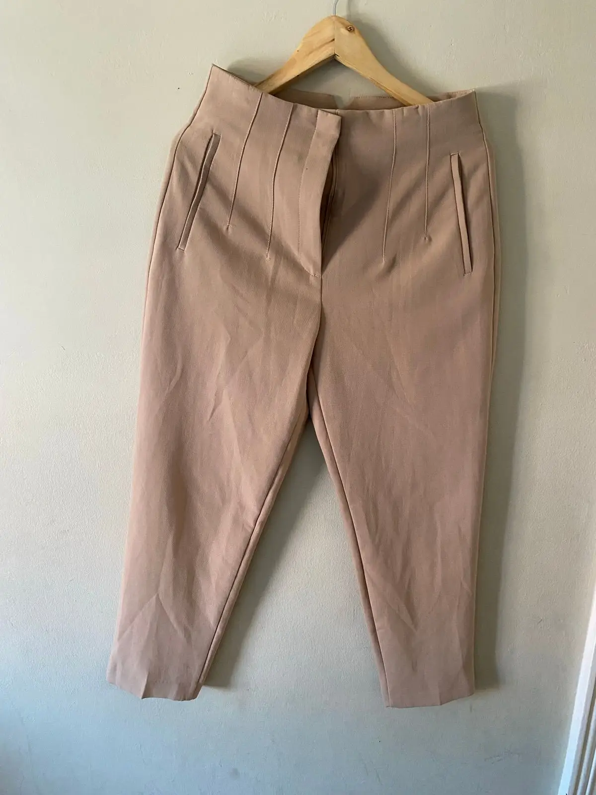 Zara Beige Tailored Trousers Medium