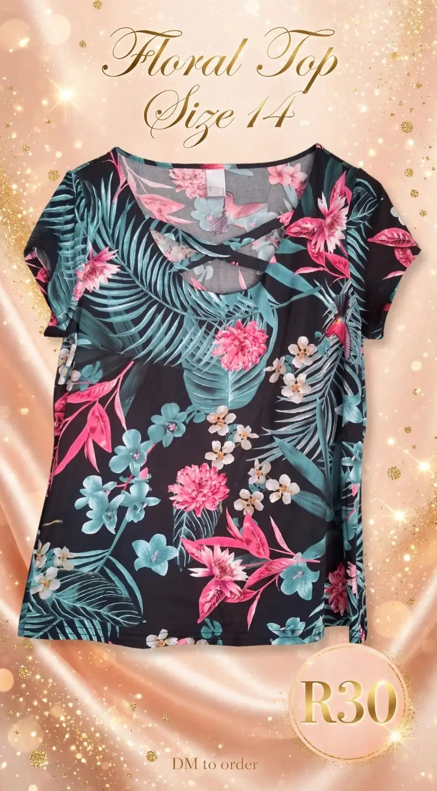 Floral Print Short Sleeve Top Size 14