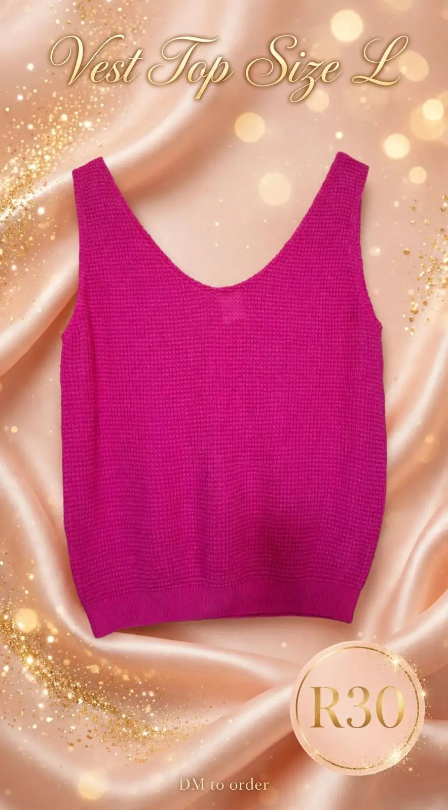 Pink Knit Vest Top Size L