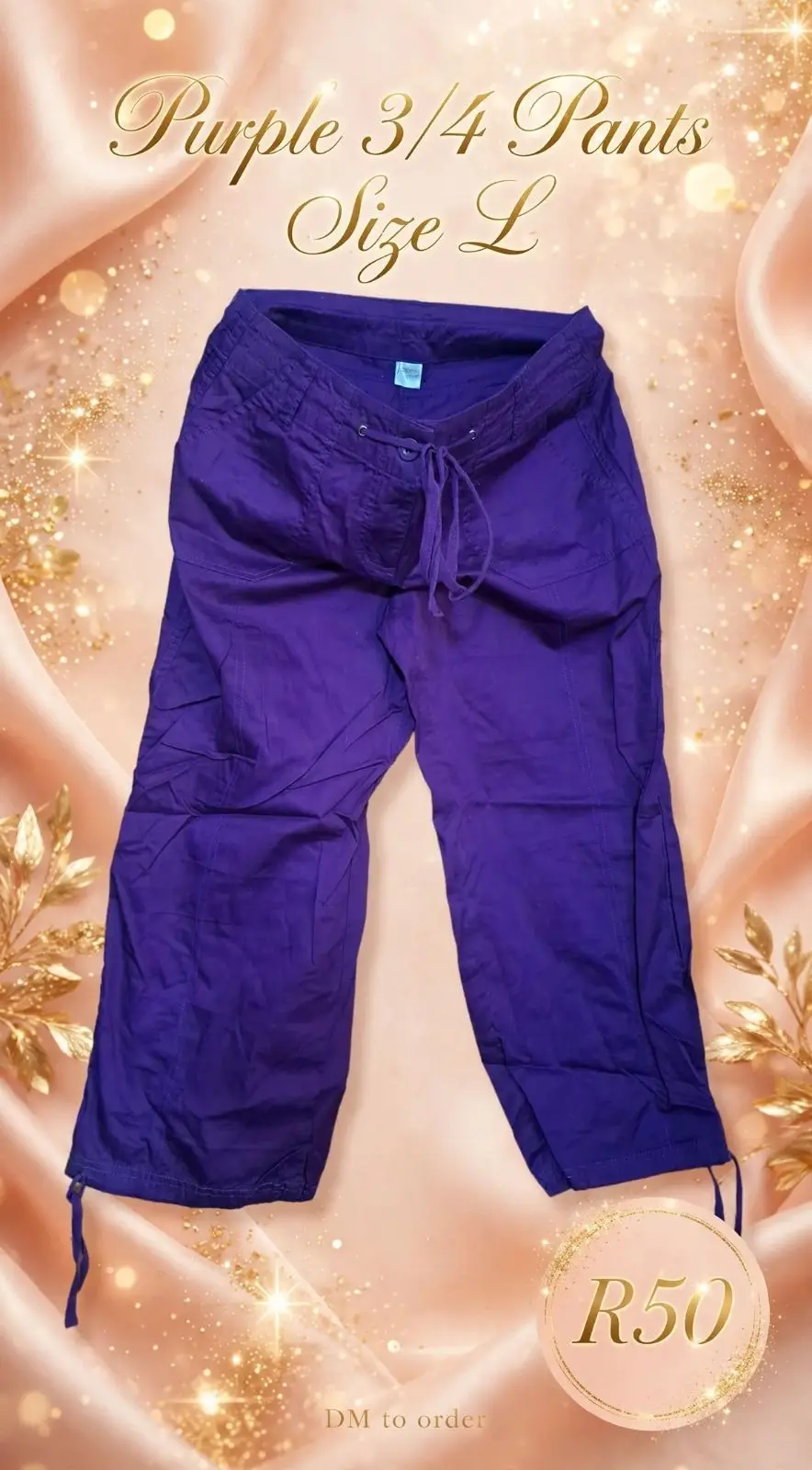 Purple 3/4 Length Pants Size L