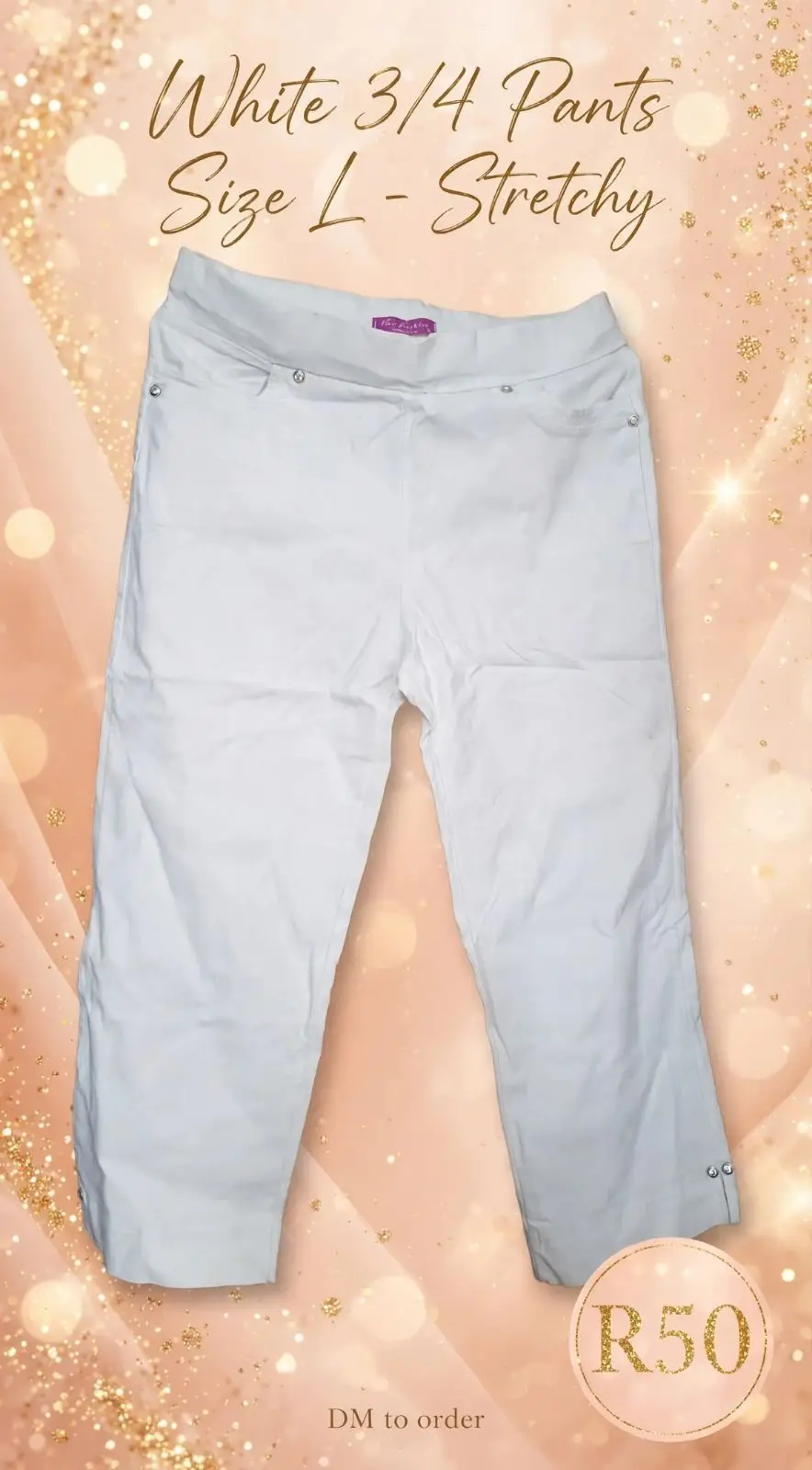 White 3/4 Stretch Pants Size L