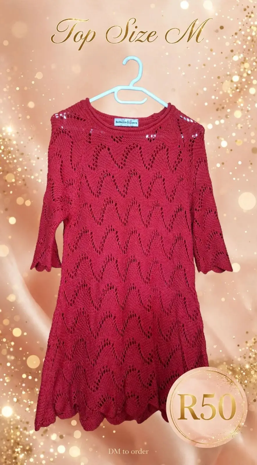 Bellezza & Gienka Red Knitted Top Size M