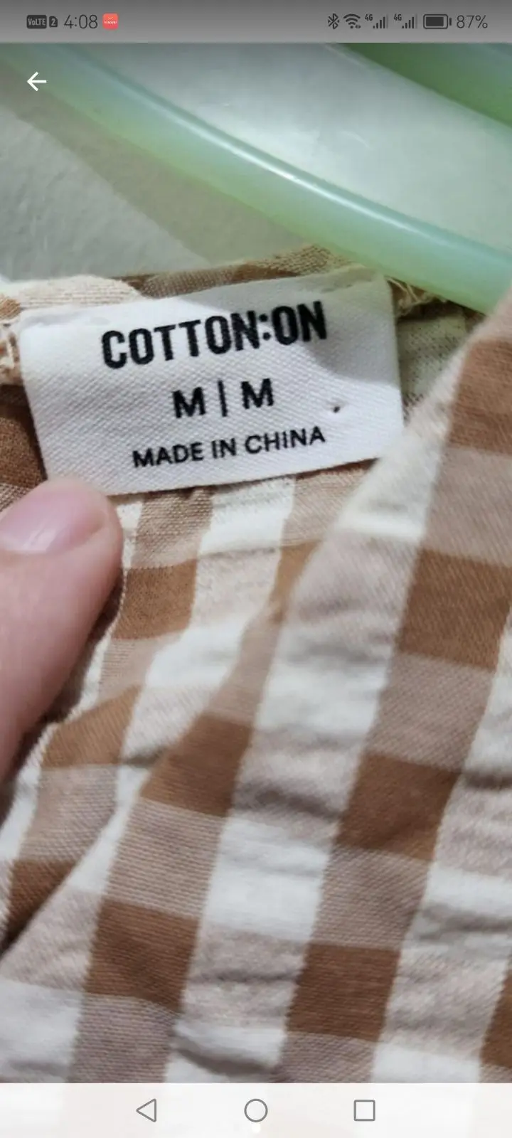 Cotton On Brown Gingham Peter Pan Collar Crop Top