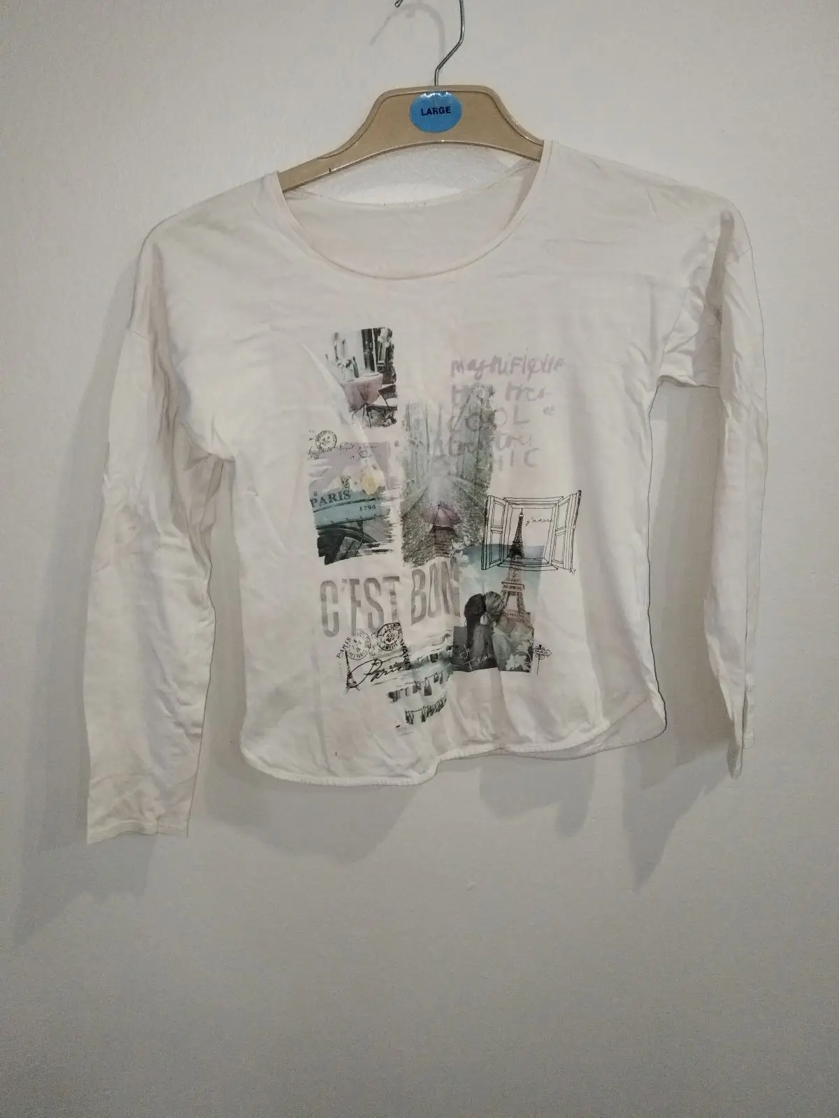 Woolworths White Paris Graphic Long-Sleeve Top