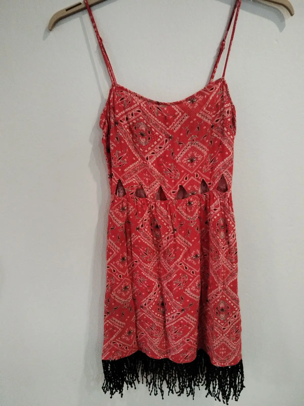 H&M Red Bandana Print Cutout Dress