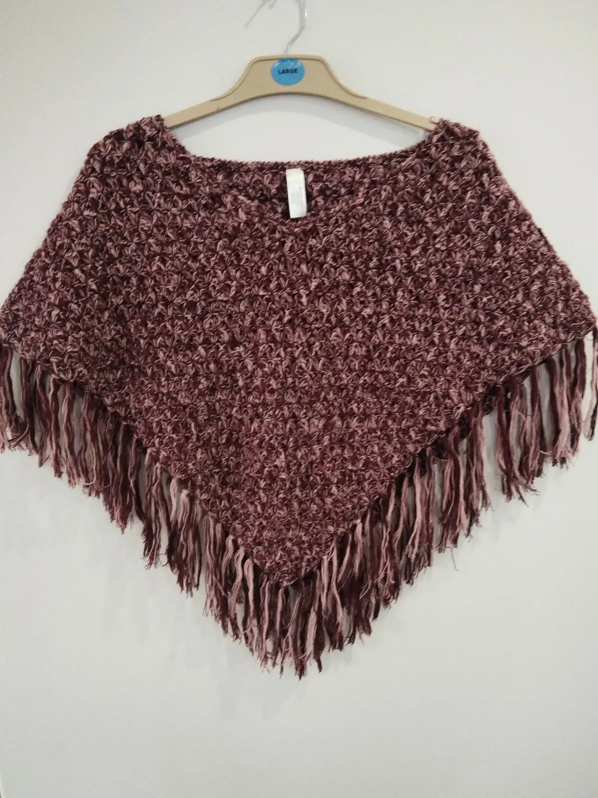 Woolworths Mauve Knitted Poncho with Fringe