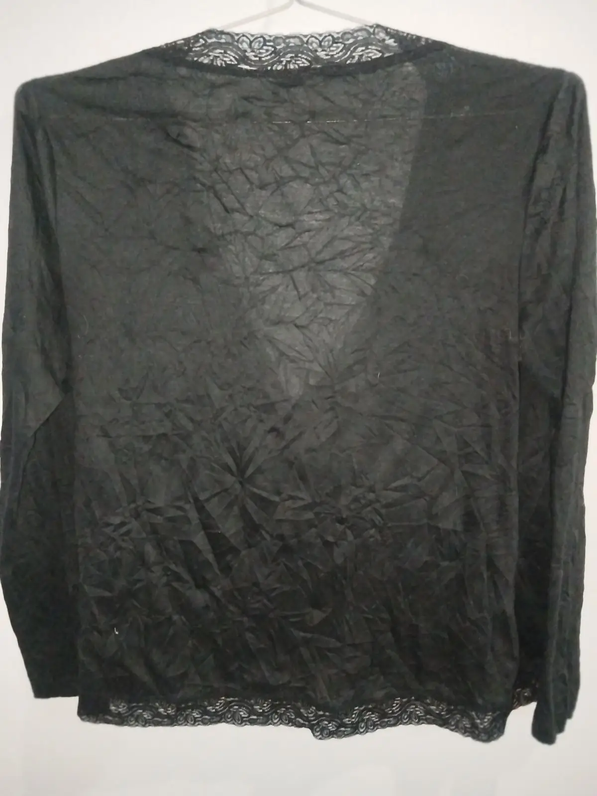 Woolworths Black Long-Sleeve Wrap Top with Lace