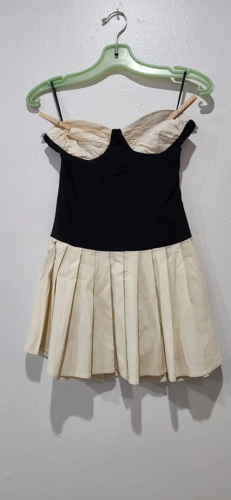 Shein Black and Cream Colorblock Mini Dress
