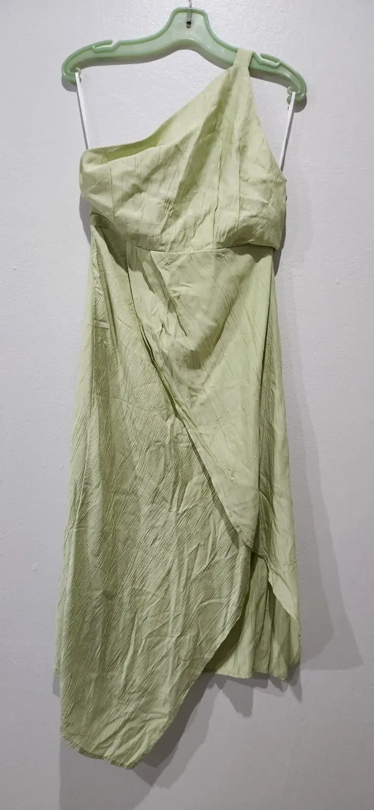 Shein One-Shoulder Textured Green Dress