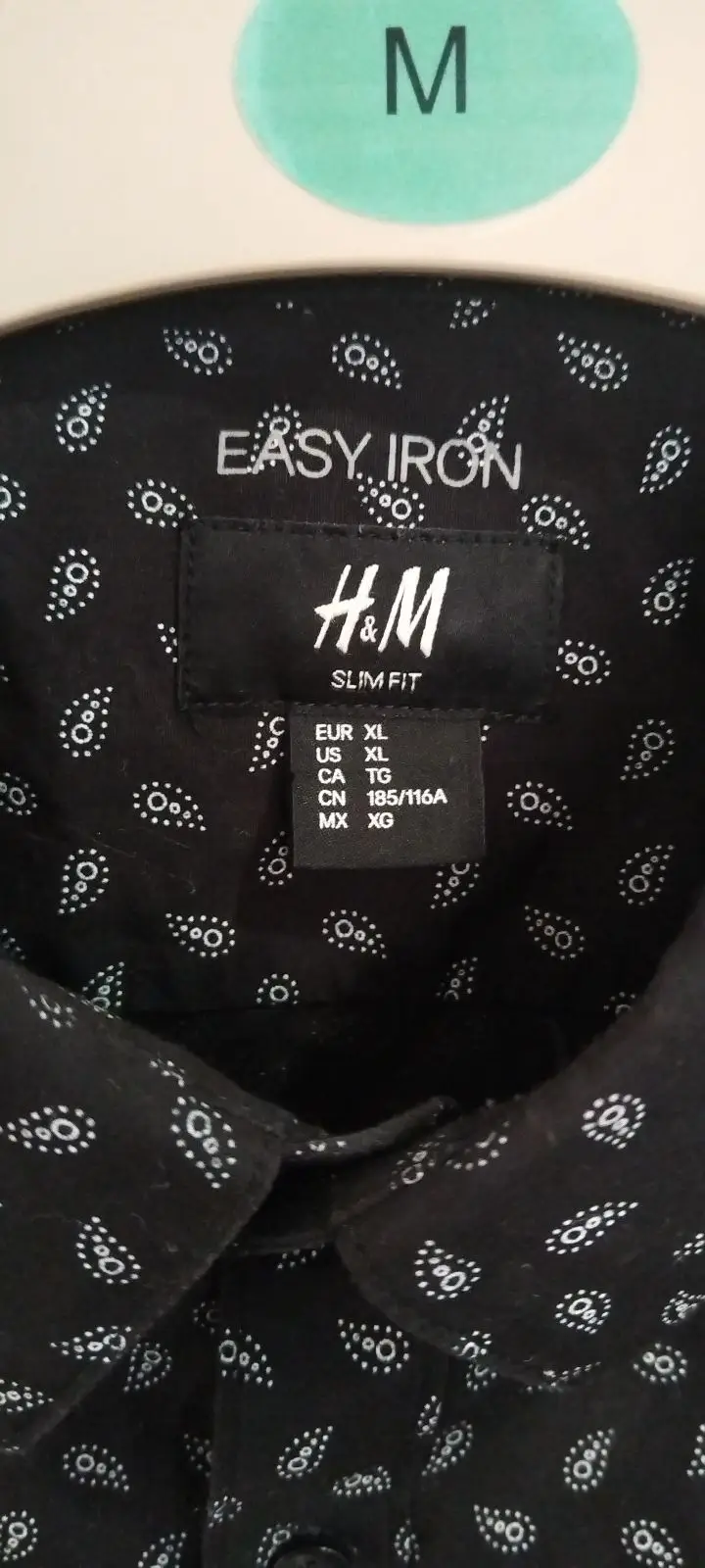 H&M Black Patterned Long Sleeve Button Up Shirt